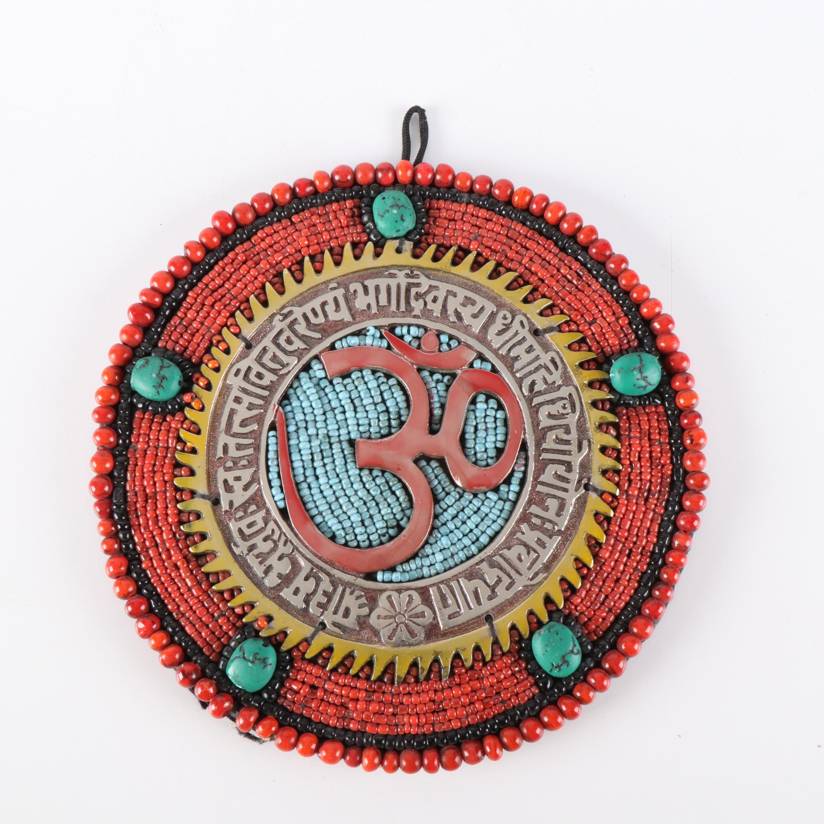 Tibetan Ladakh Beaded Bib with Om Wall Hanging