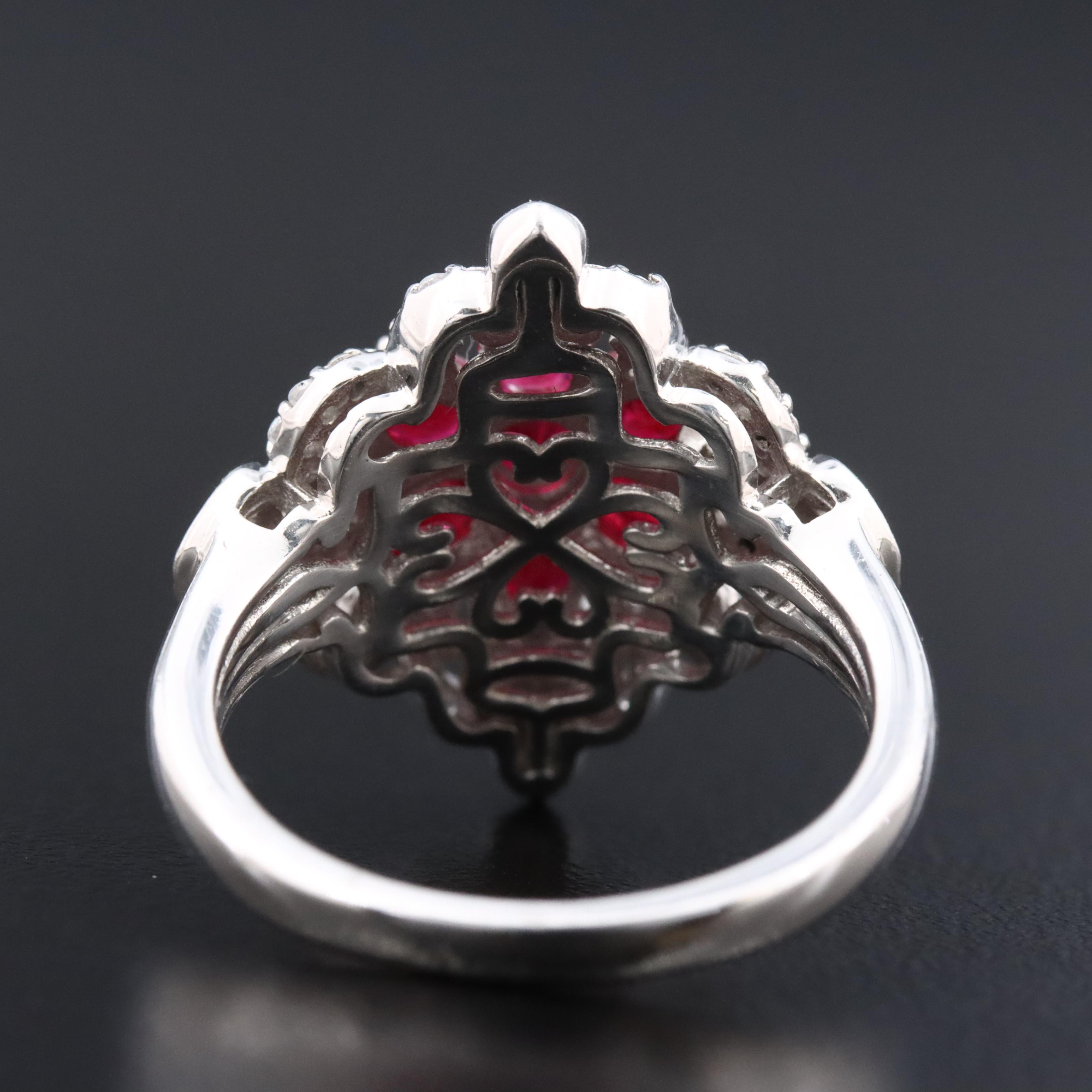 Sterling Ruby and White Zircon Ring