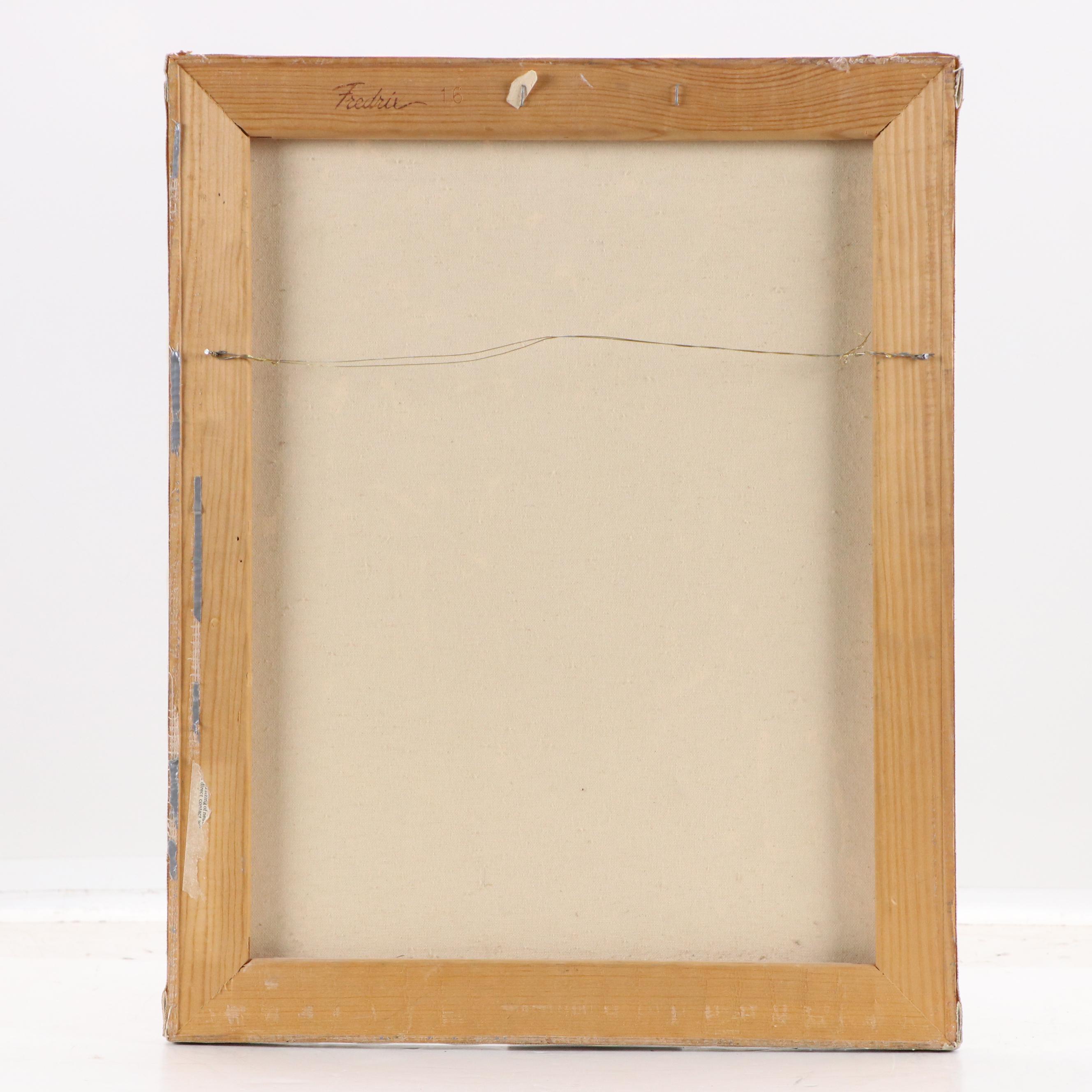 DeVaul Stylized Forest Landscape Oil Painting, Late 20th Century