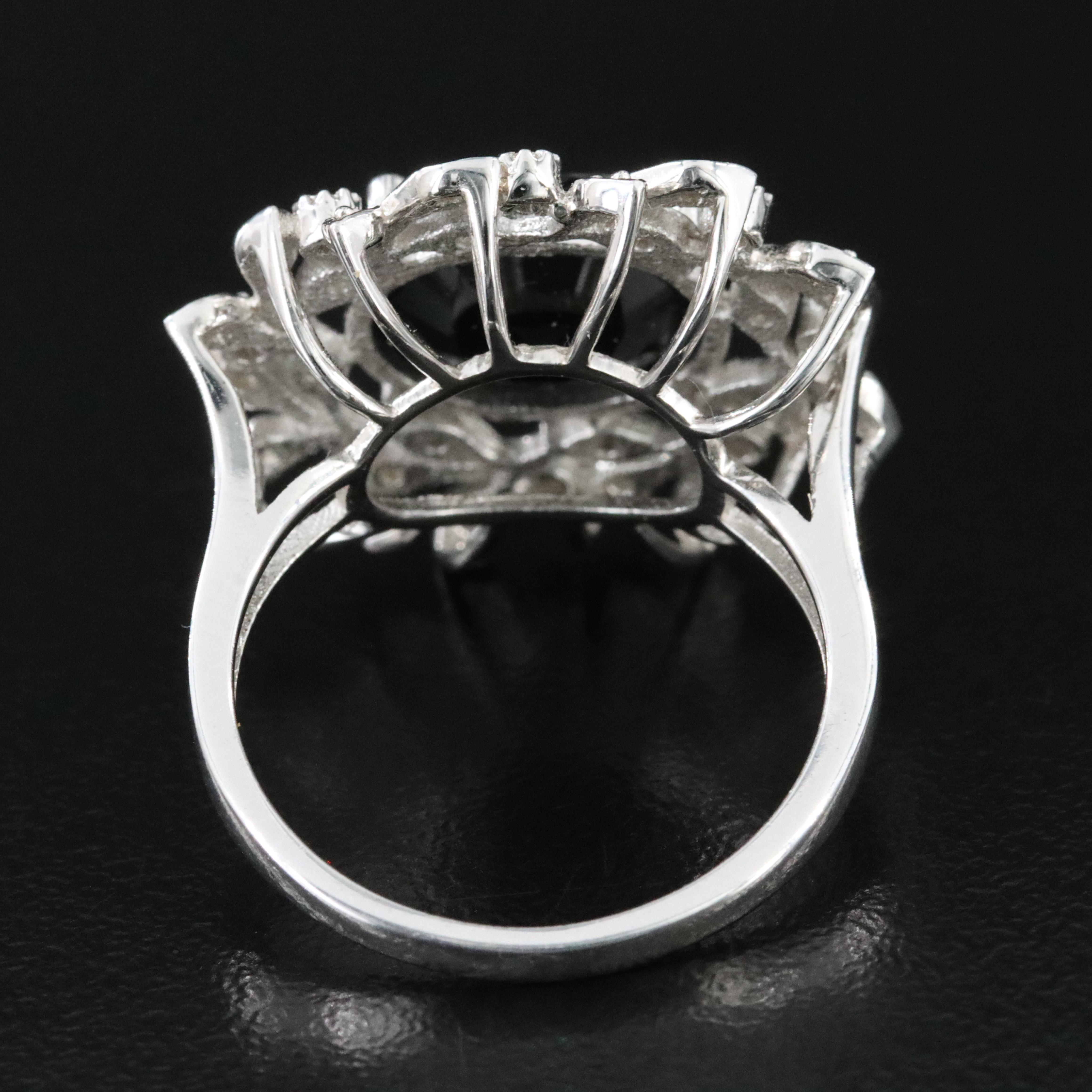 Sterling Black Spinel and White Zircon Ivy Ring