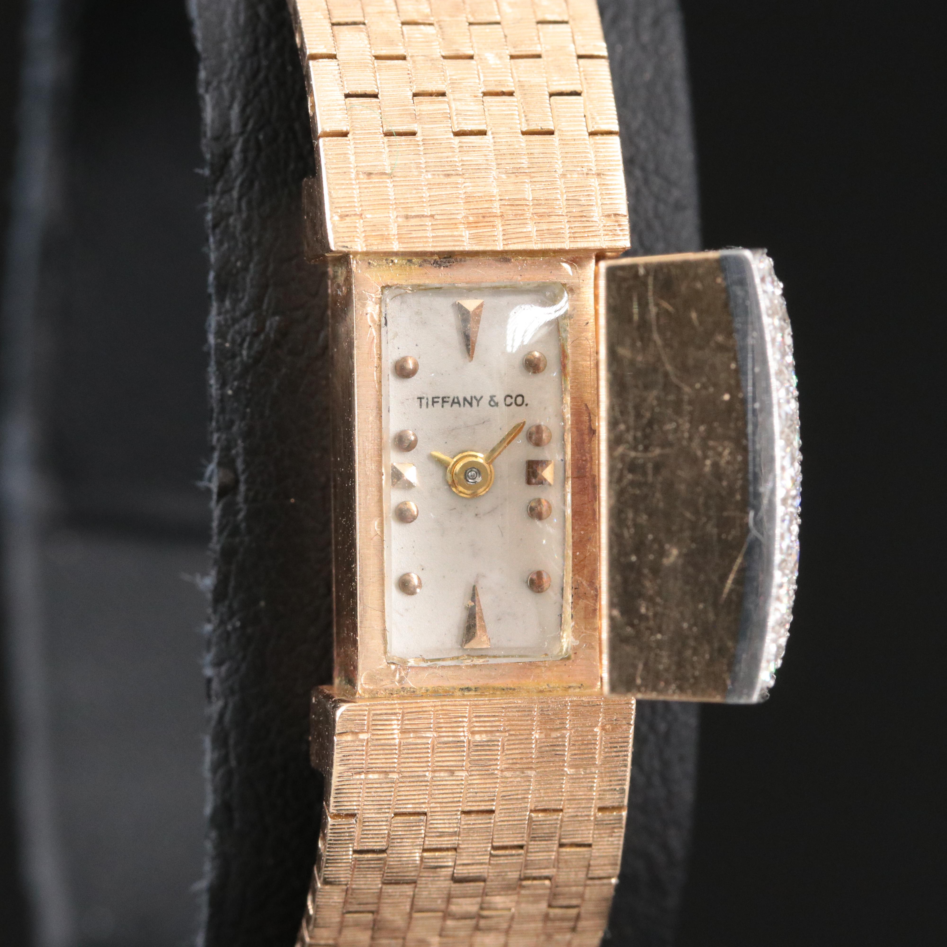 Vintage 14K Tiffany & Co. 1.50 CTW Diamond Dial Cover Watch