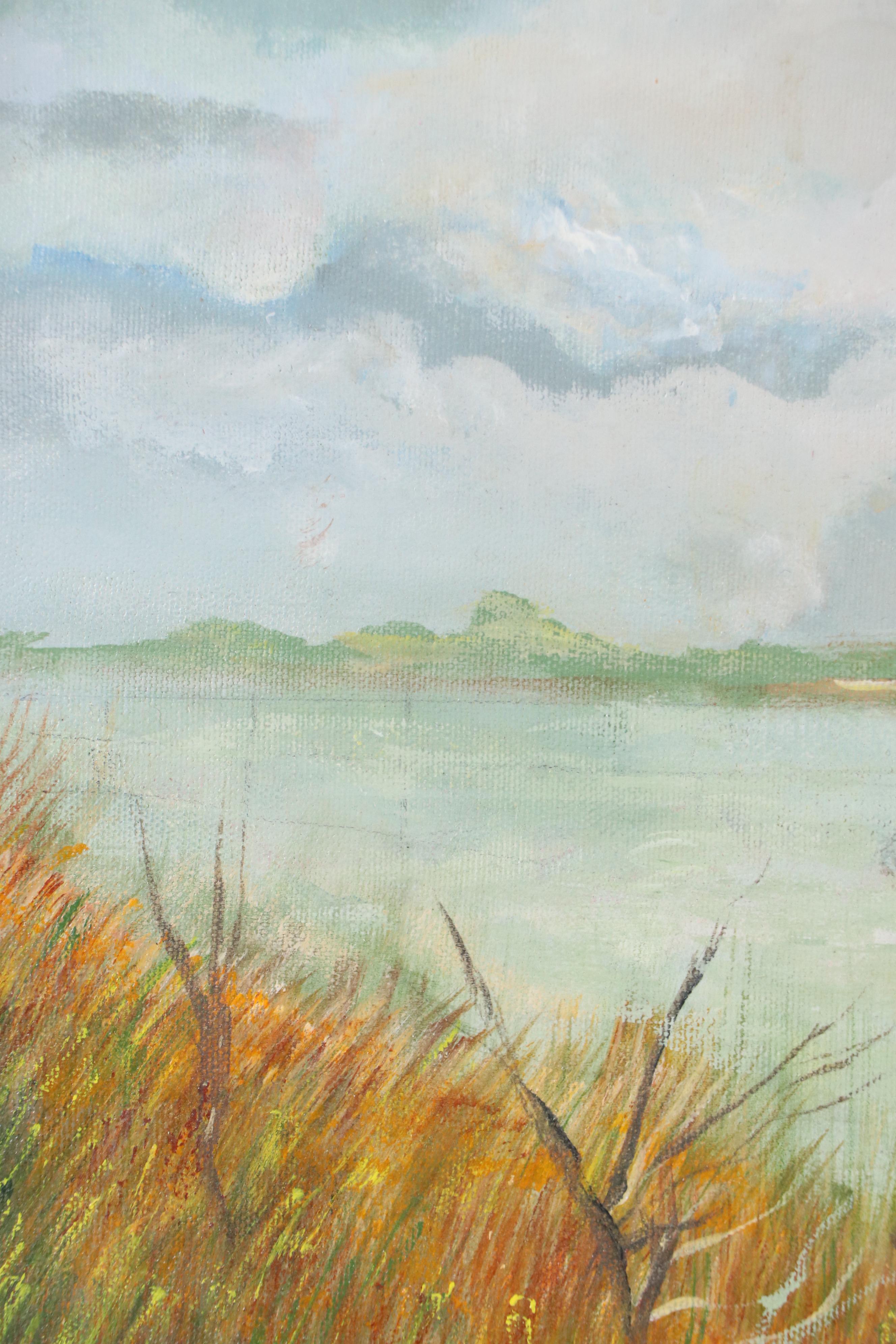 Isabel Robbins Oil Painting "The Harbor," Late 20th Century