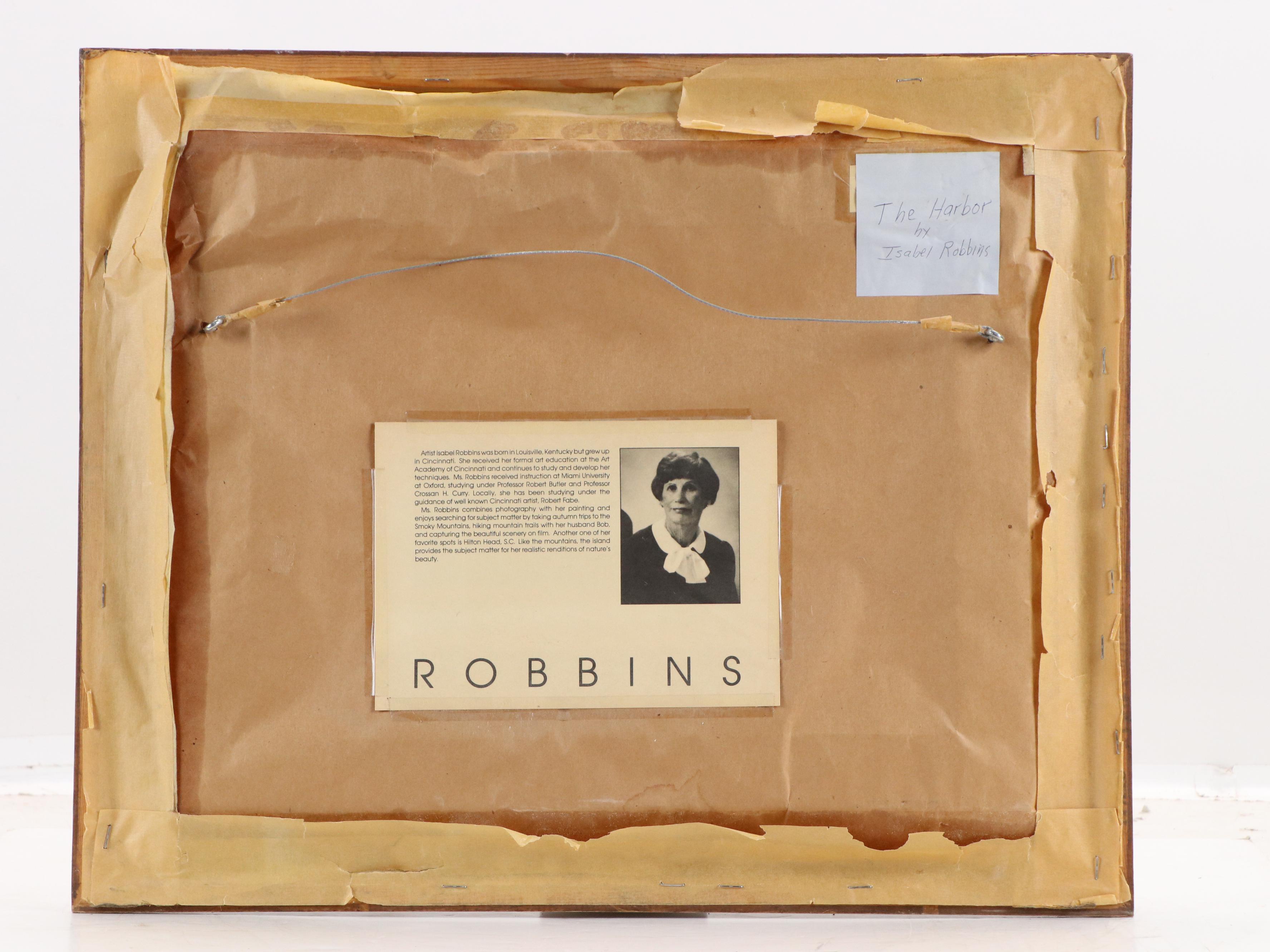 Isabel Robbins Oil Painting "The Harbor," Late 20th Century