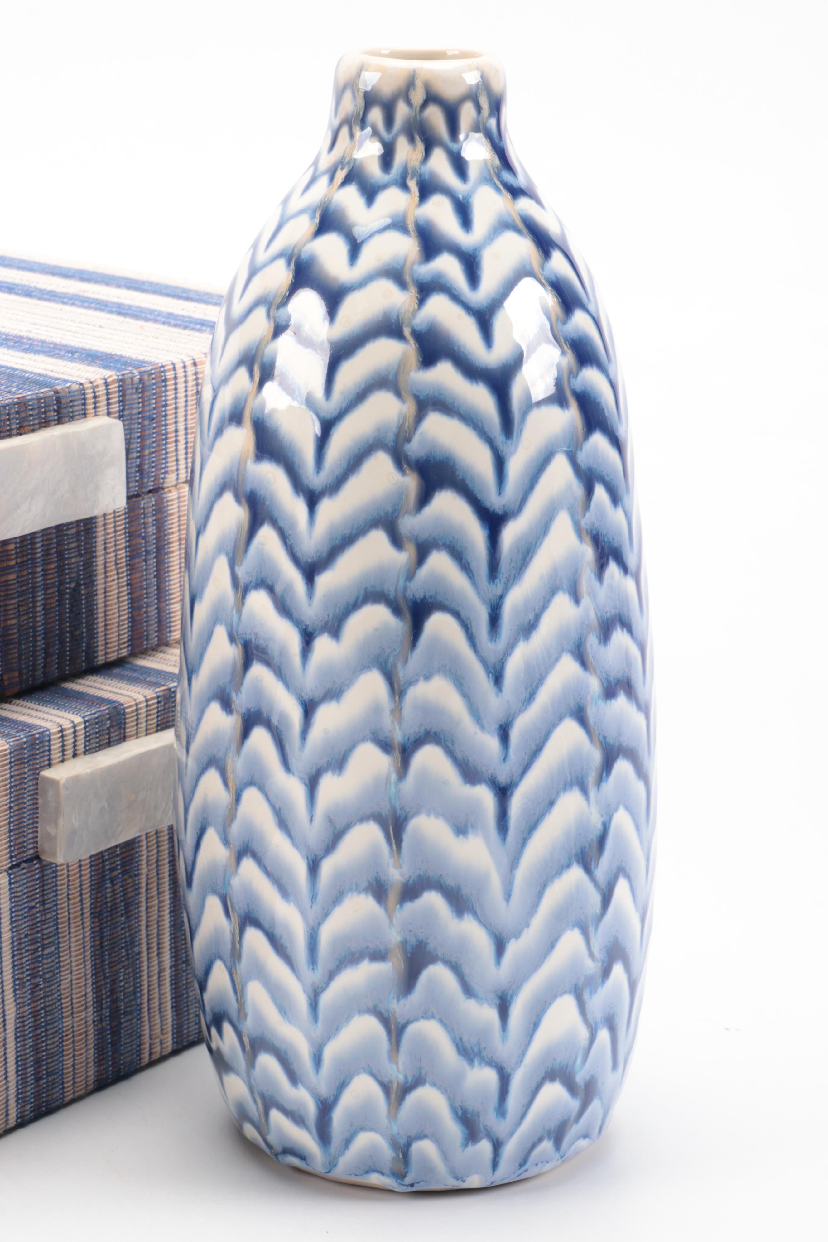 Andrea by Sadek Fishnet Porcelain Bunnies with More Blue and White Home Décor