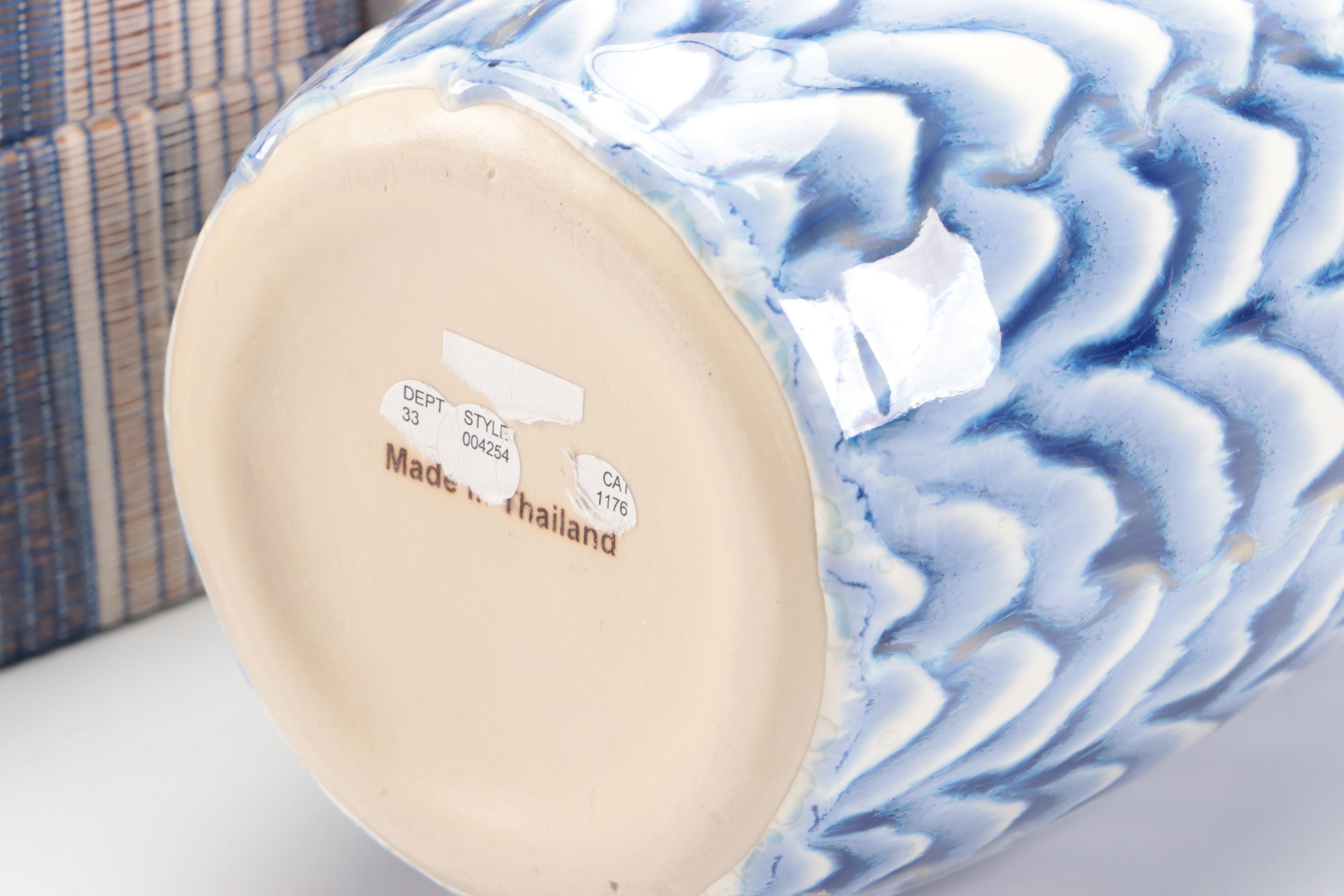 Andrea by Sadek Fishnet Porcelain Bunnies with More Blue and White Home Décor