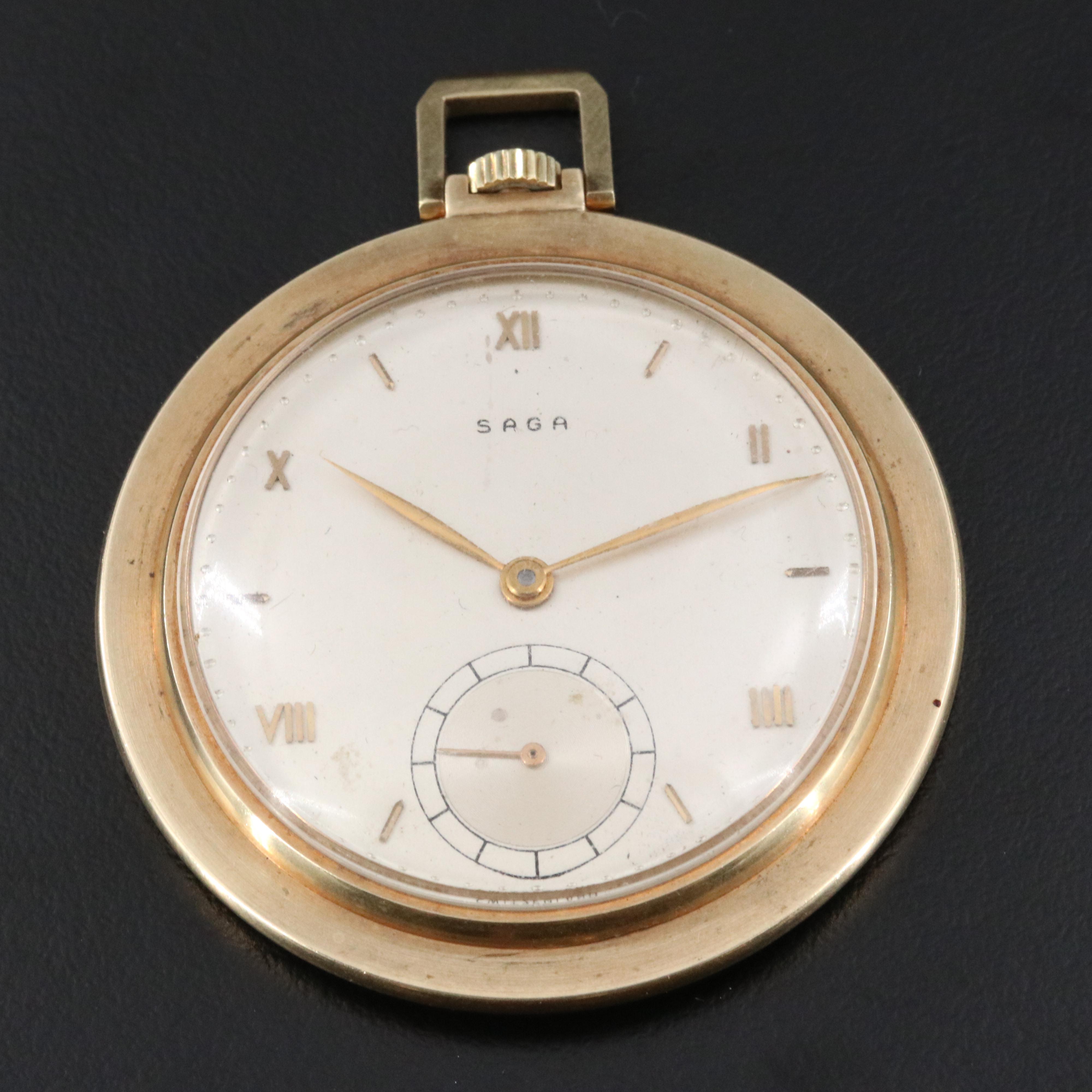 14K SAGA Jules Jurgensen Swiss Pocket Watch