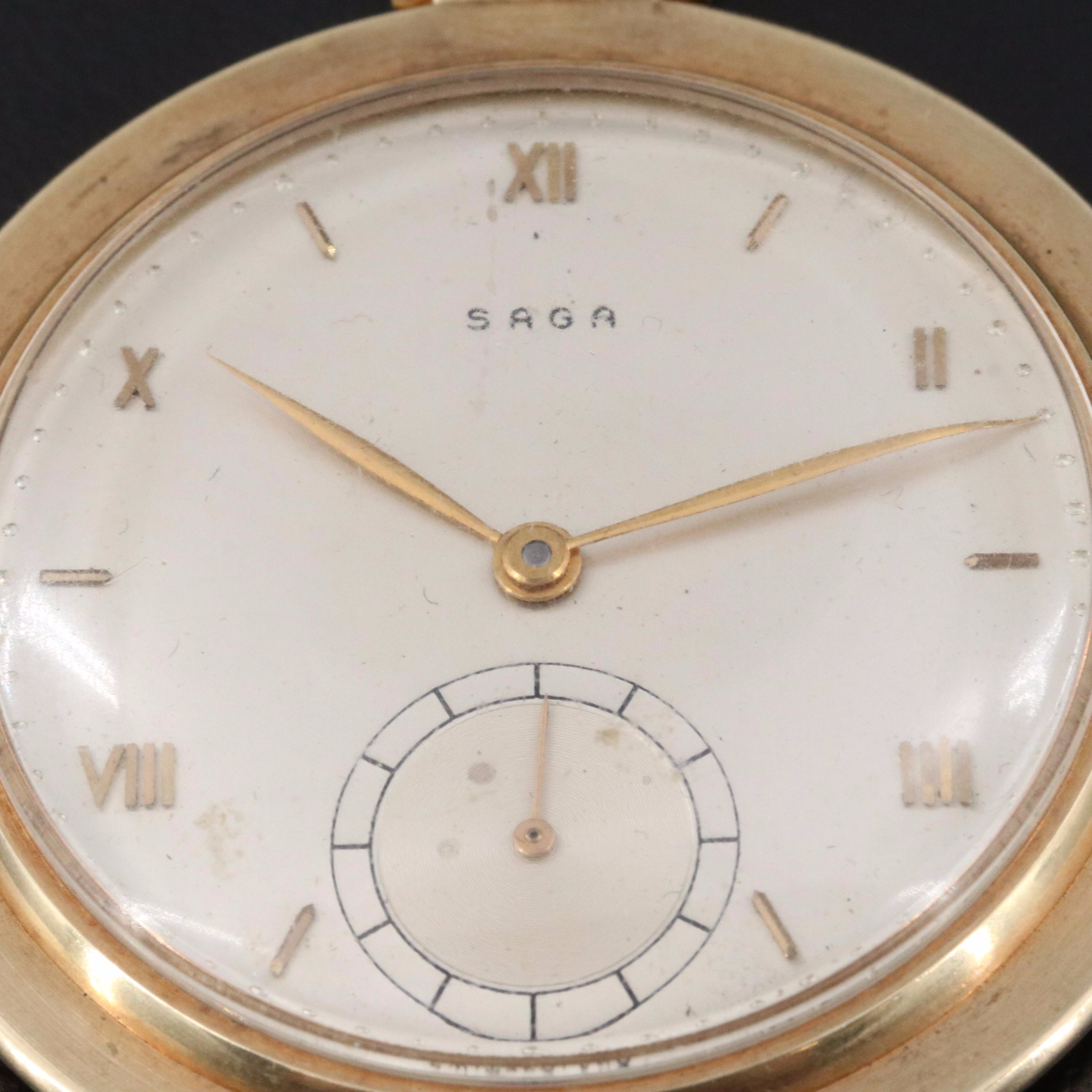 14K SAGA Jules Jurgensen Swiss Pocket Watch
