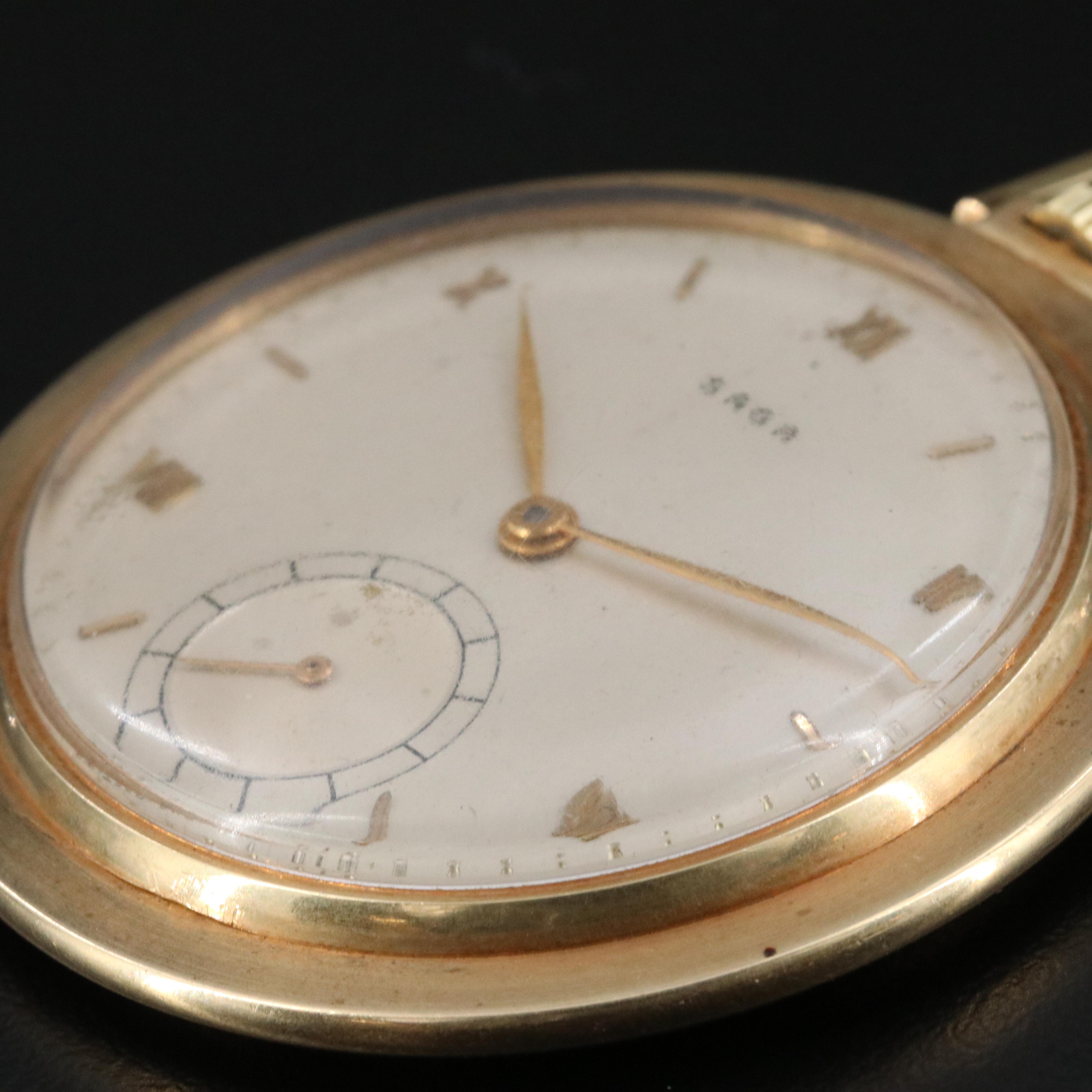 14K SAGA Jules Jurgensen Swiss Pocket Watch