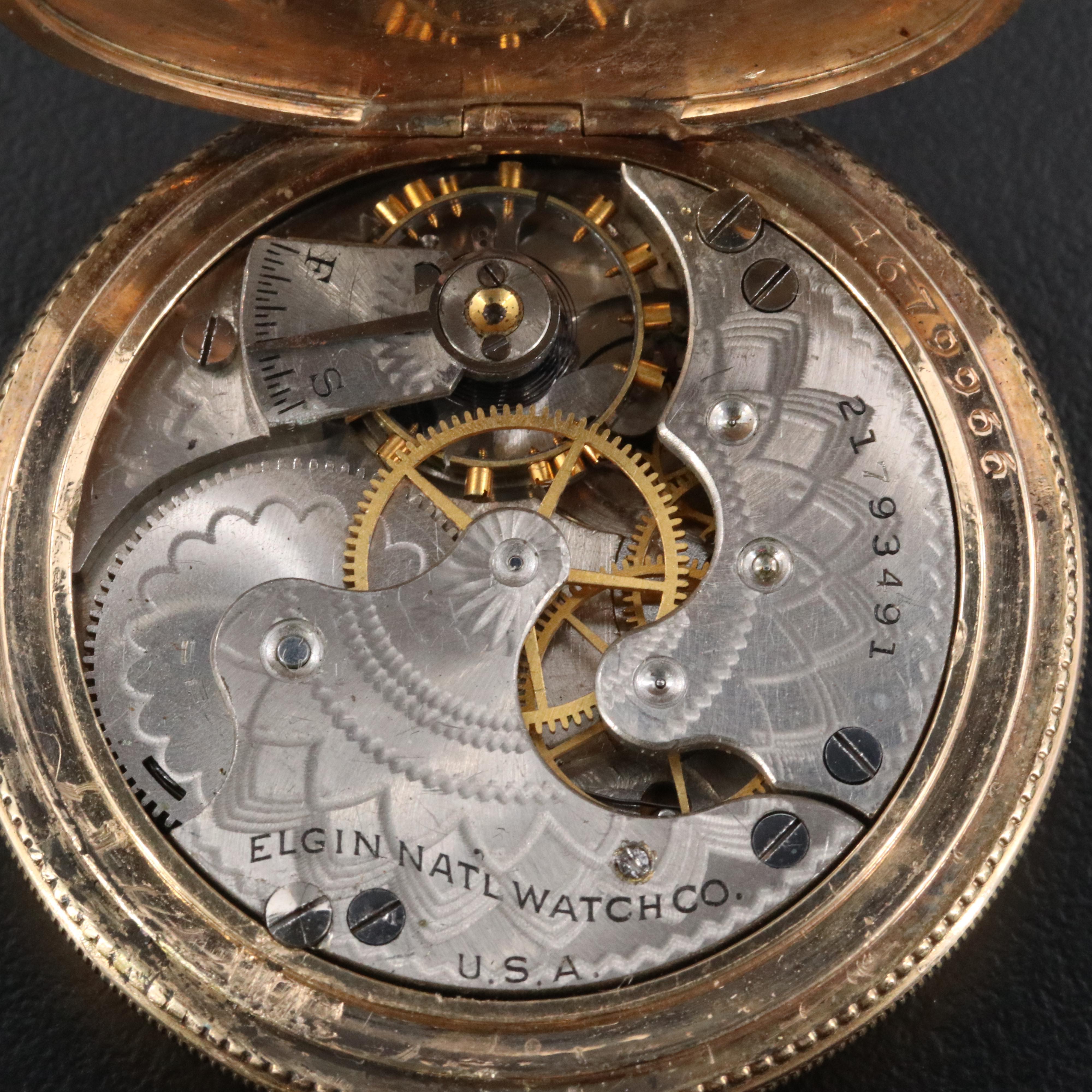 1919 Elgin Gold-Filled Hunting Case Pocket Watch