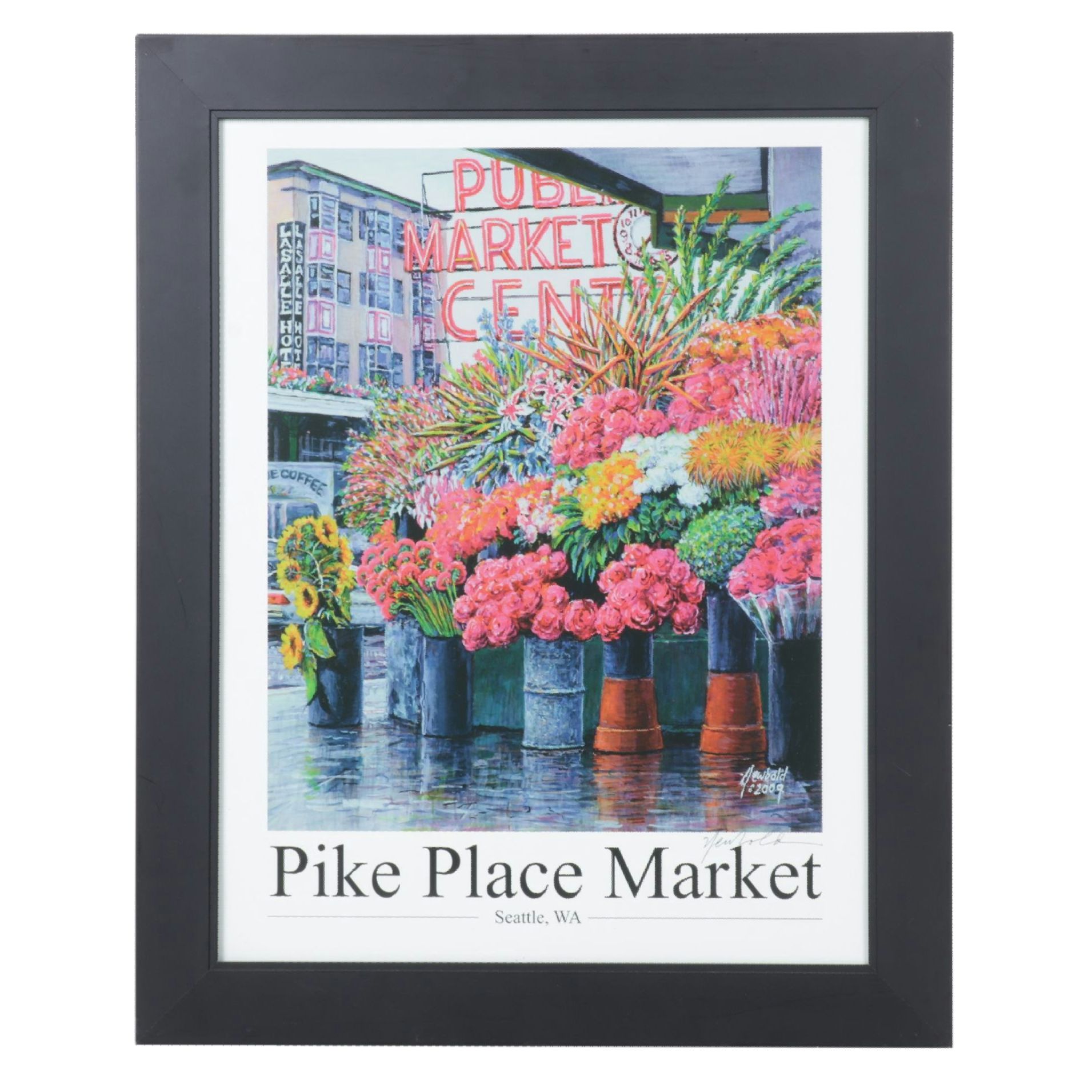Signed Ed Newbold Giclée Poster "Pike Place Market", 2009