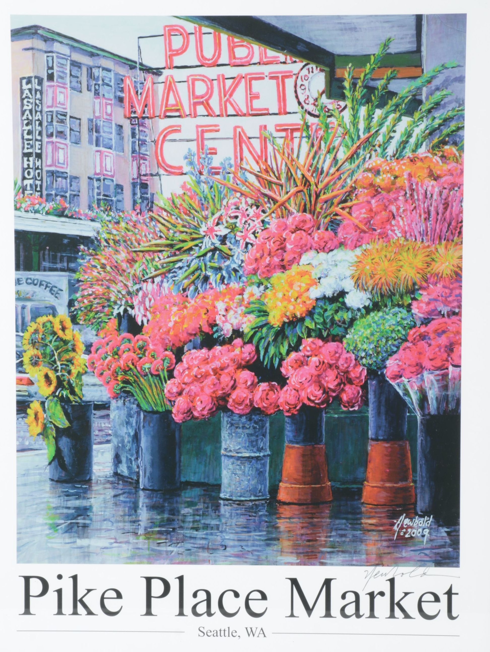 Signed Ed Newbold Giclée Poster "Pike Place Market", 2009