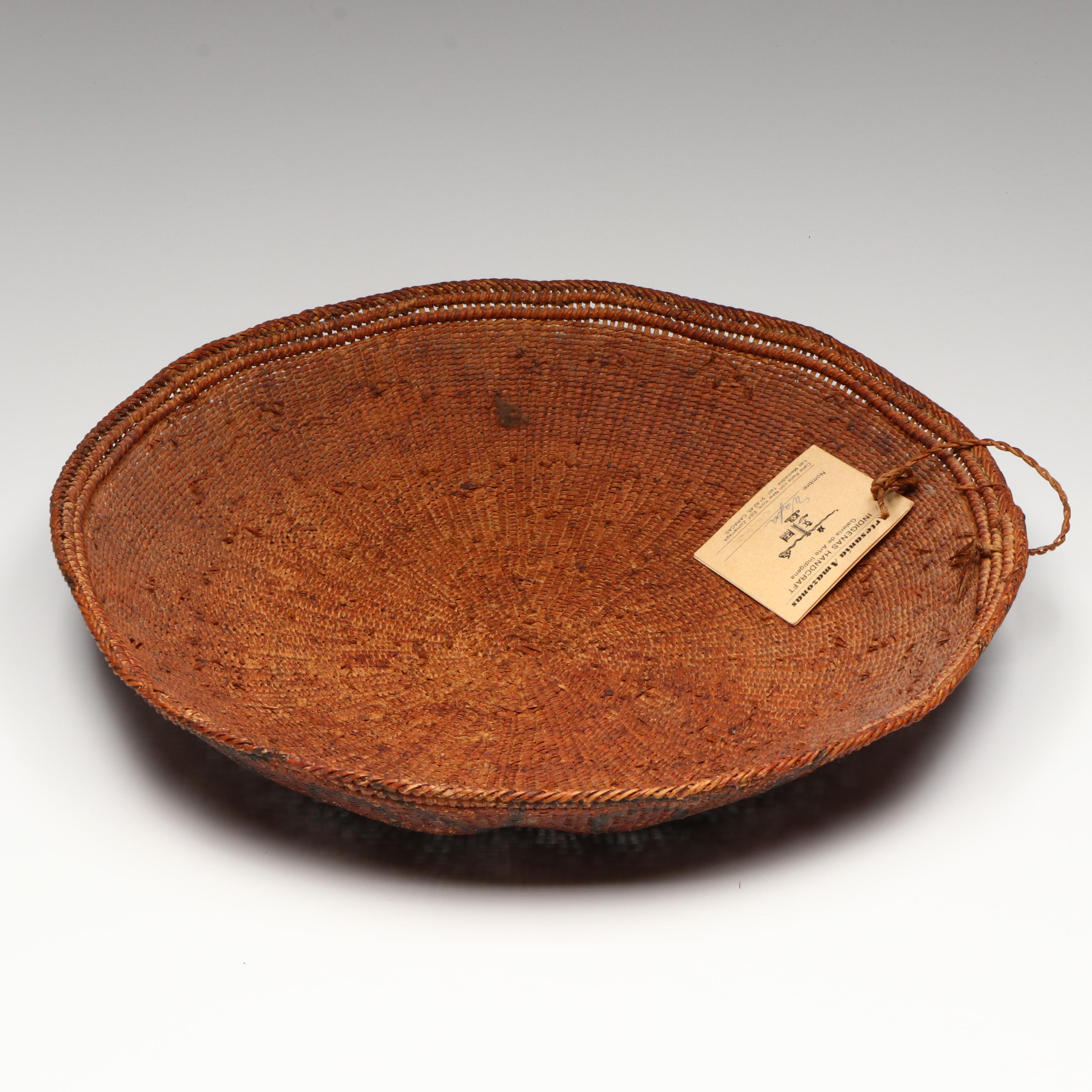 Yanomami Amazonian Handwoven Mamure Fiber and Charcoal Pigment Basket