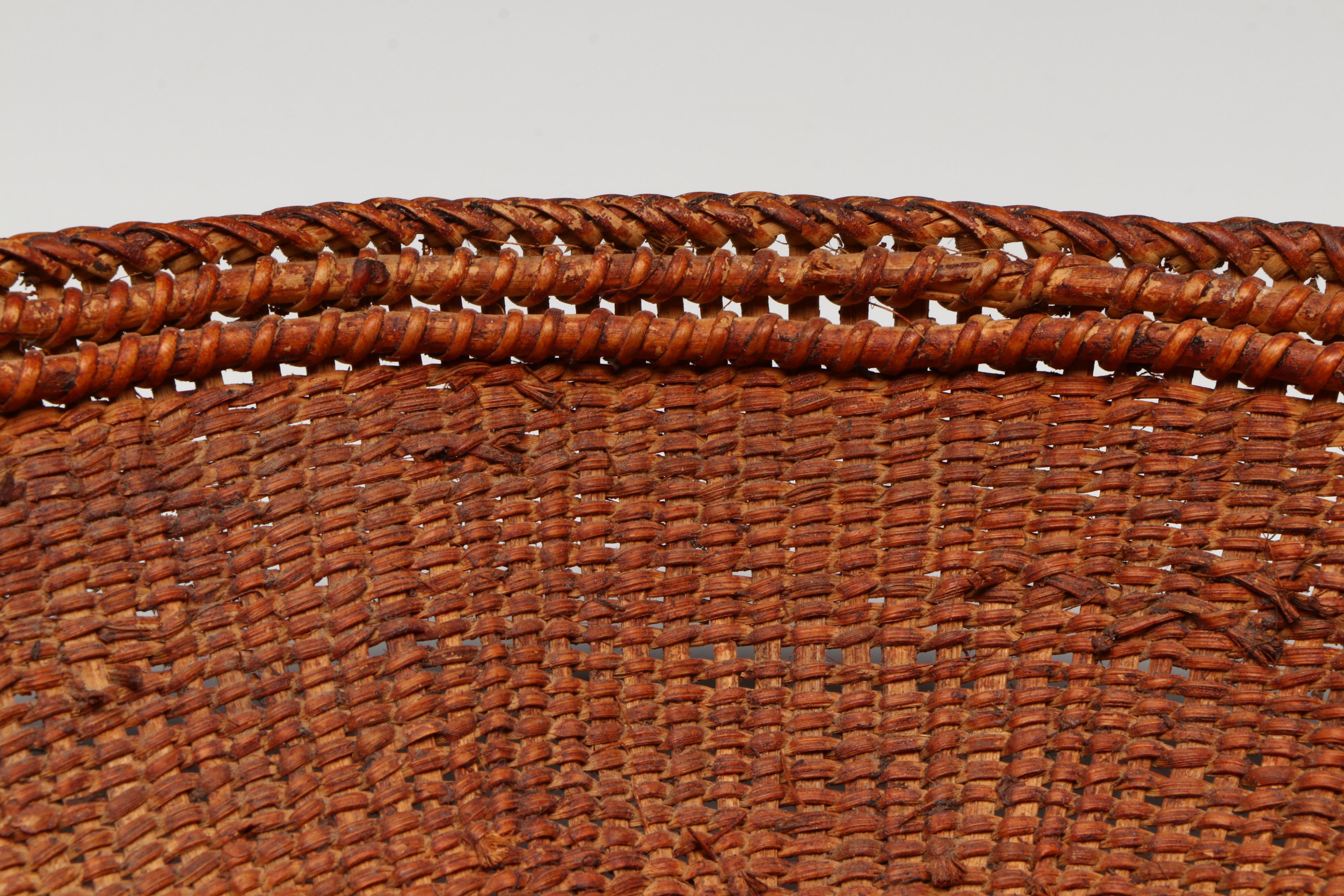 Yanomami Amazonian Handwoven Mamure Fiber and Charcoal Pigment Basket