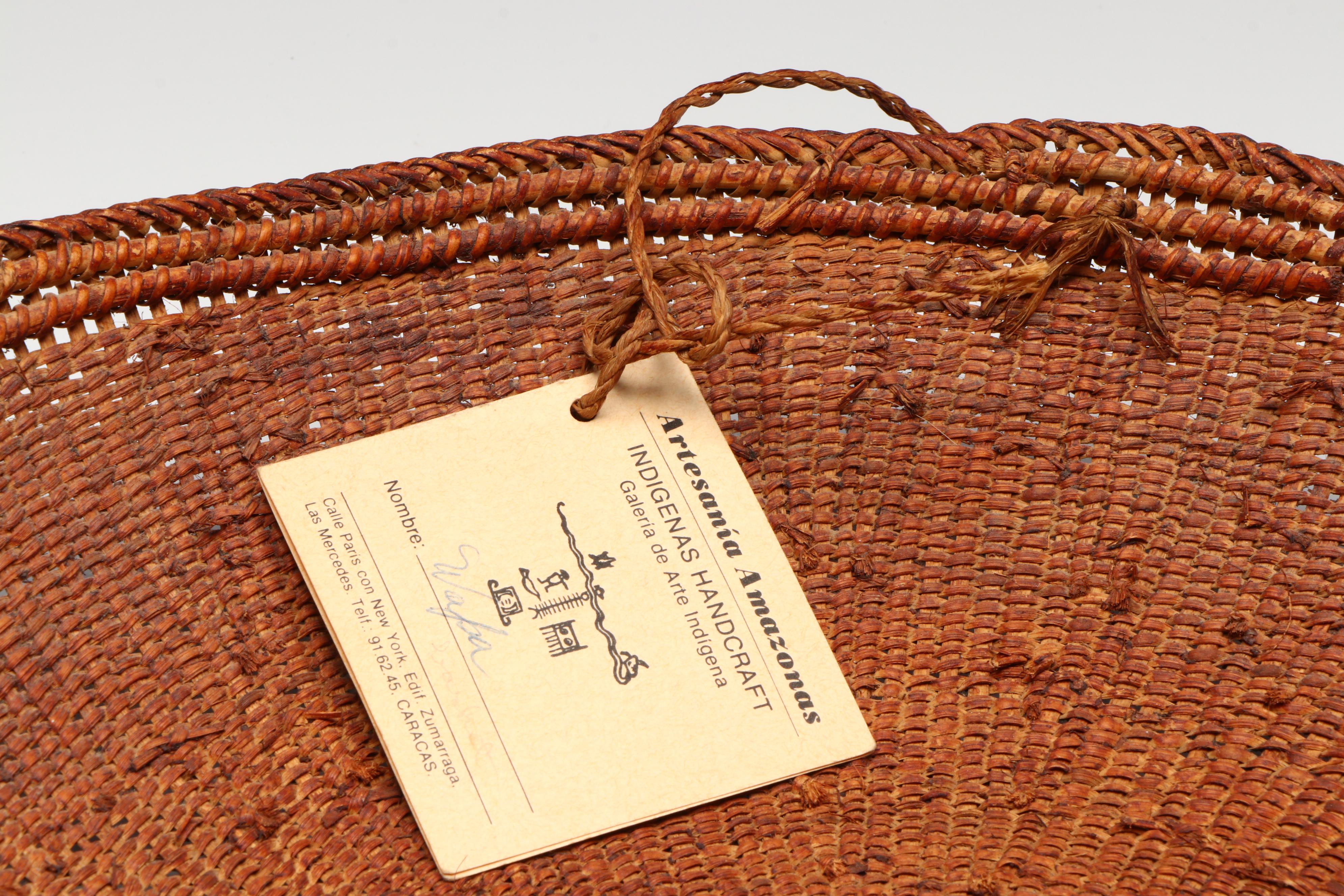 Yanomami Amazonian Handwoven Mamure Fiber and Charcoal Pigment Basket