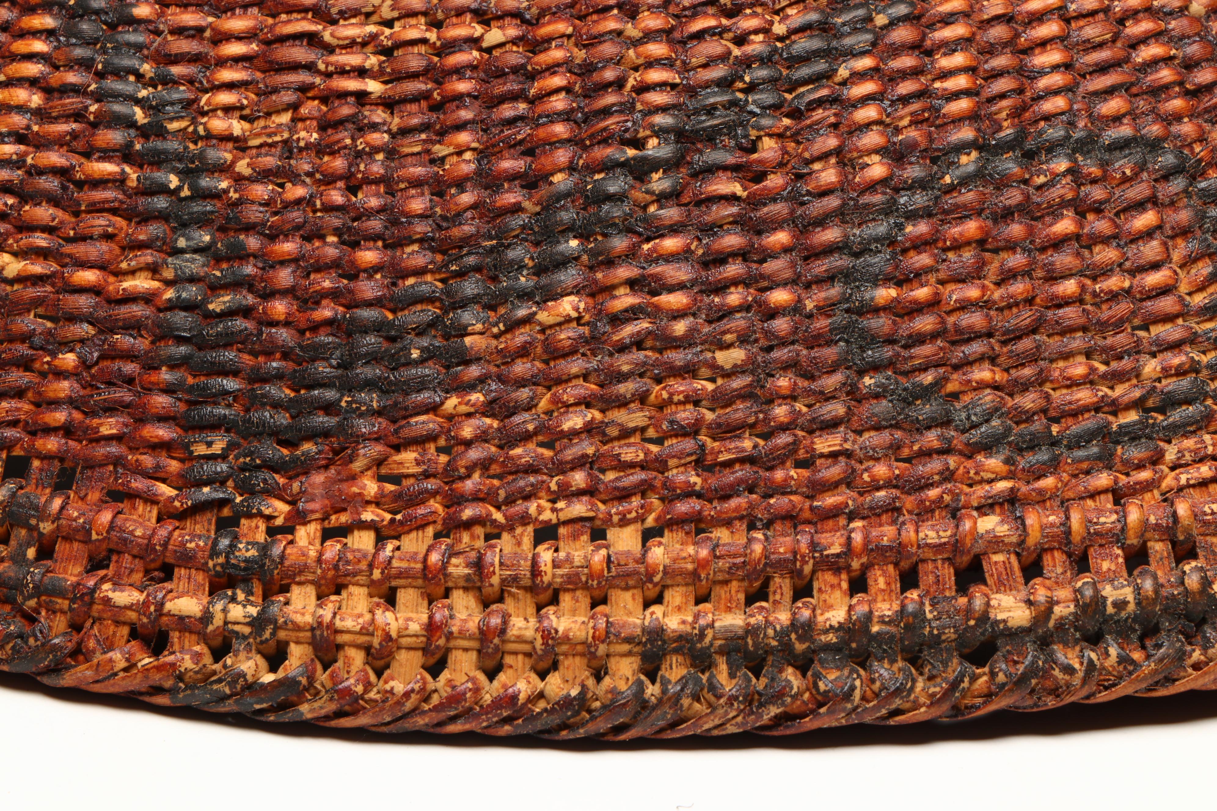 Yanomami Amazonian Handwoven Mamure Fiber and Charcoal Pigment Basket