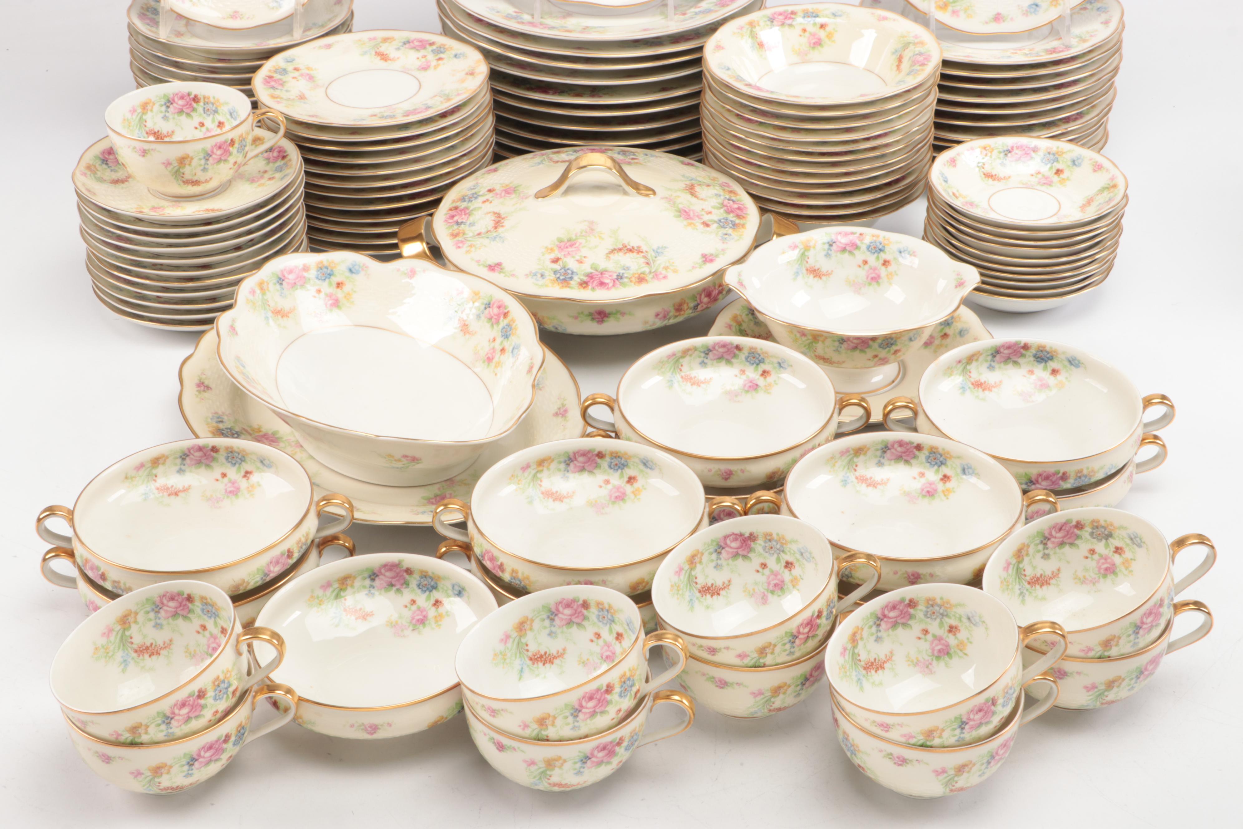 Theodore Haviland Gilt Limoges Porcelain Floral Dinnerware