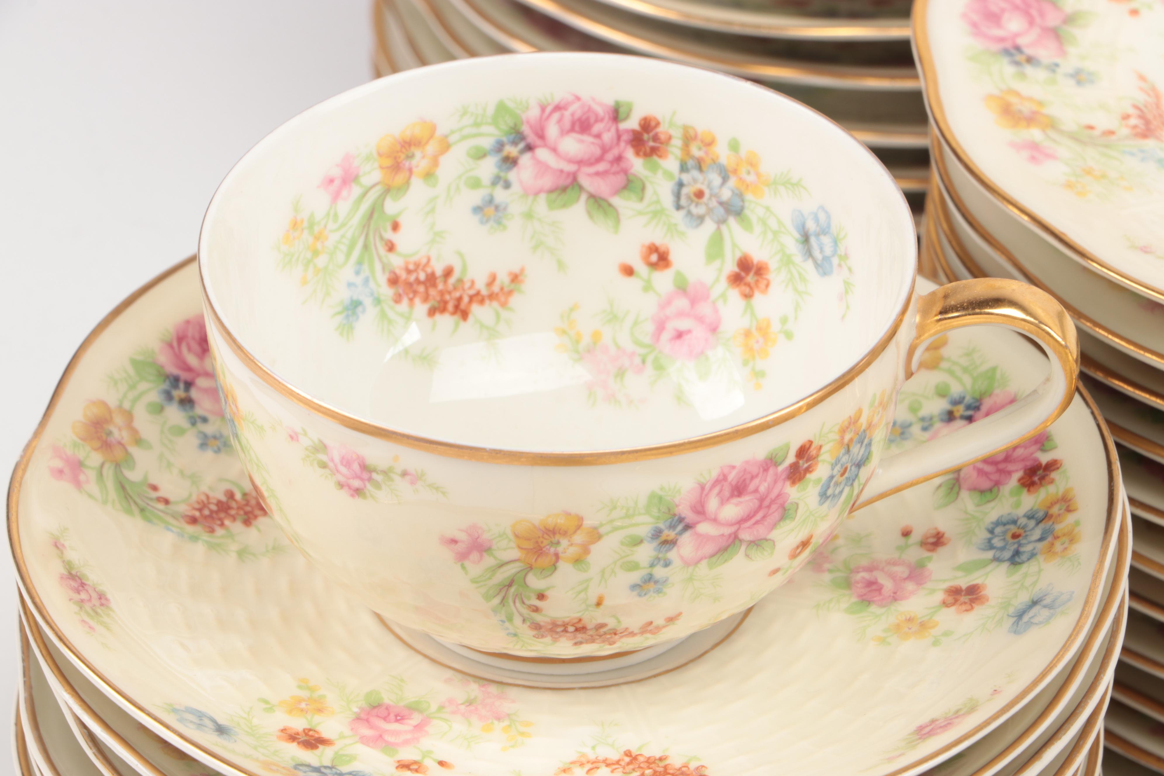 Theodore Haviland Gilt Limoges Porcelain Floral Dinnerware