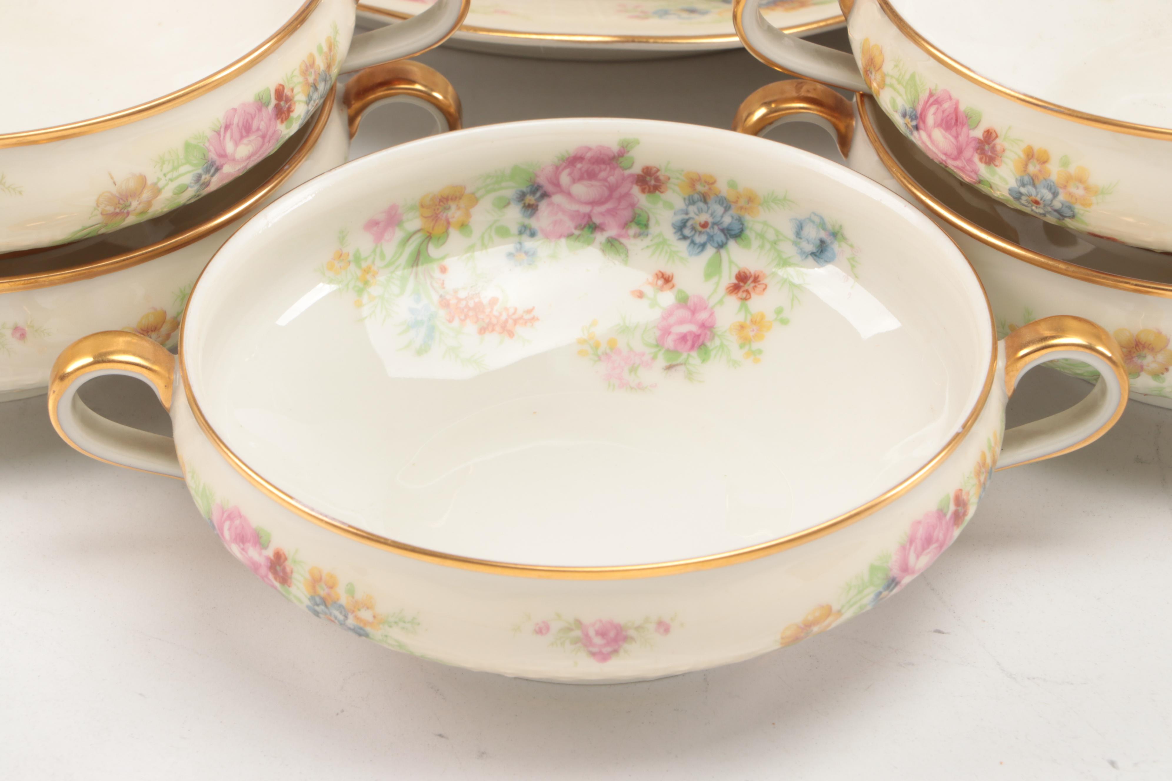 Theodore Haviland Gilt Limoges Porcelain Floral Dinnerware