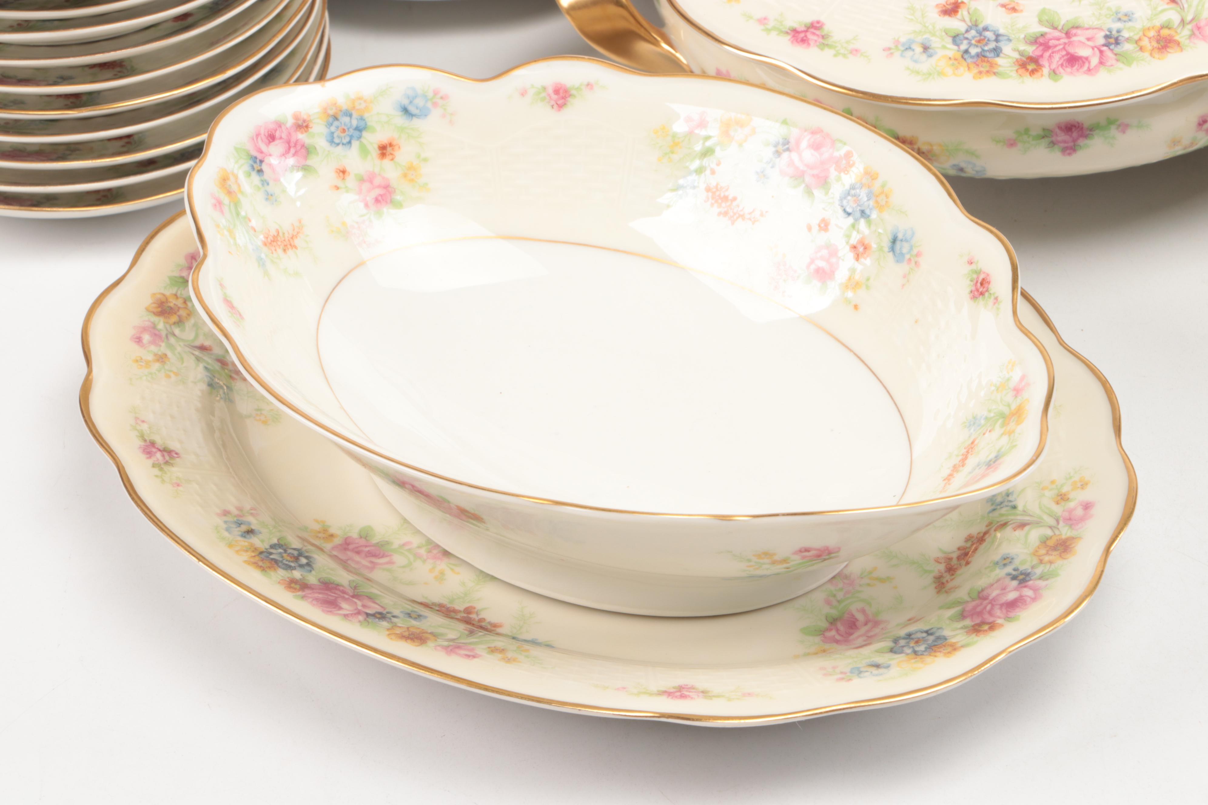 Theodore Haviland Gilt Limoges Porcelain Floral Dinnerware