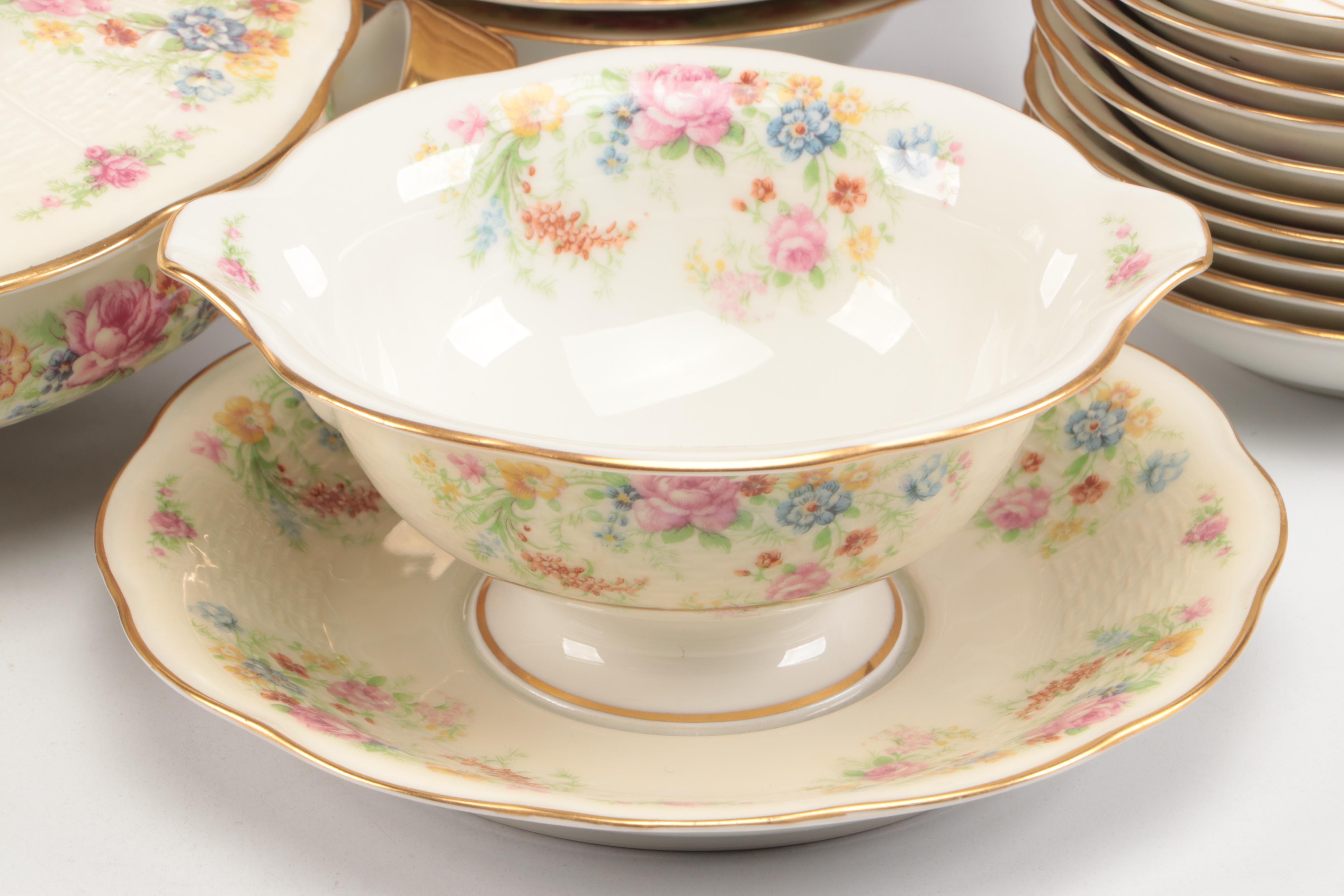Theodore Haviland Gilt Limoges Porcelain Floral Dinnerware