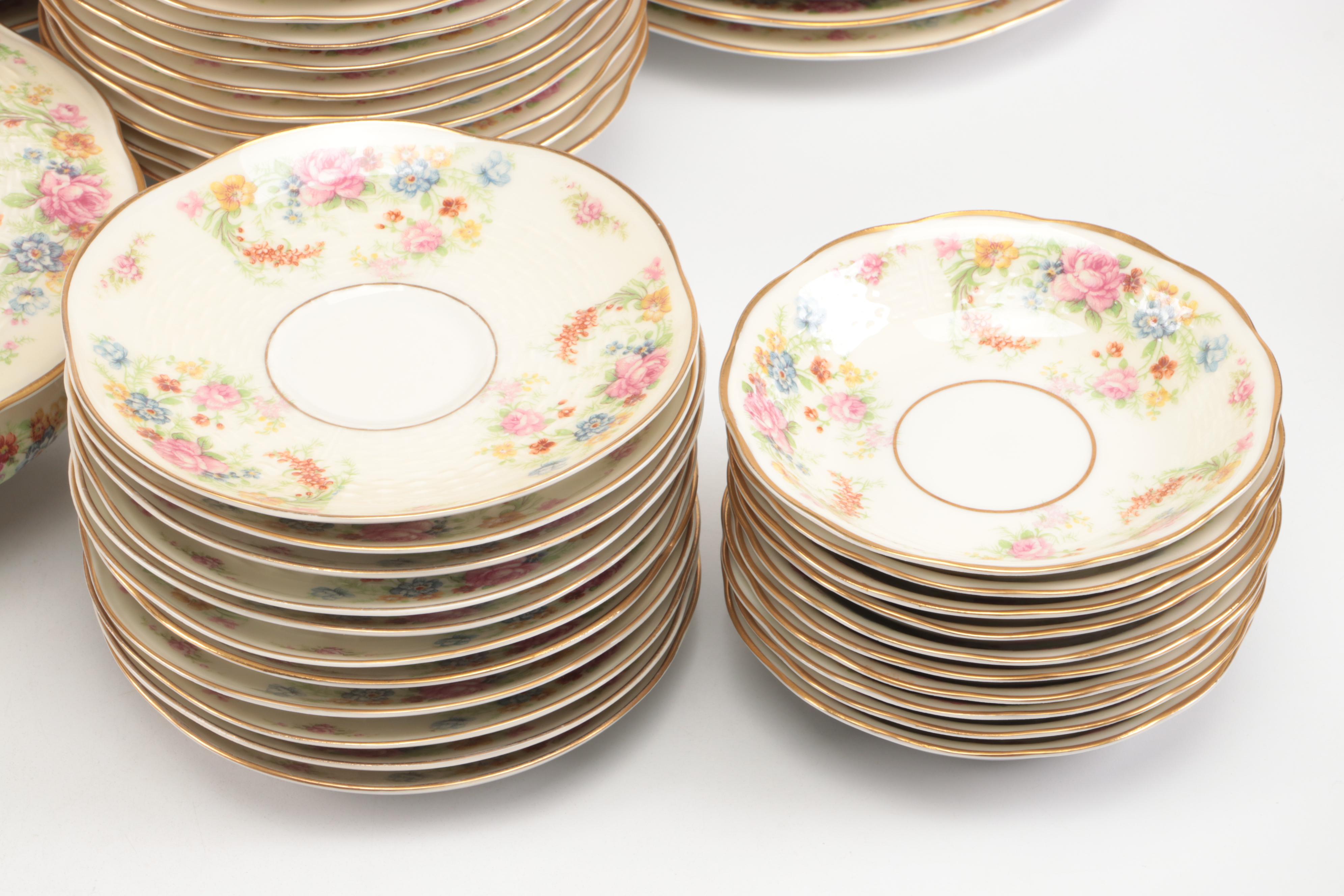 Theodore Haviland Gilt Limoges Porcelain Floral Dinnerware