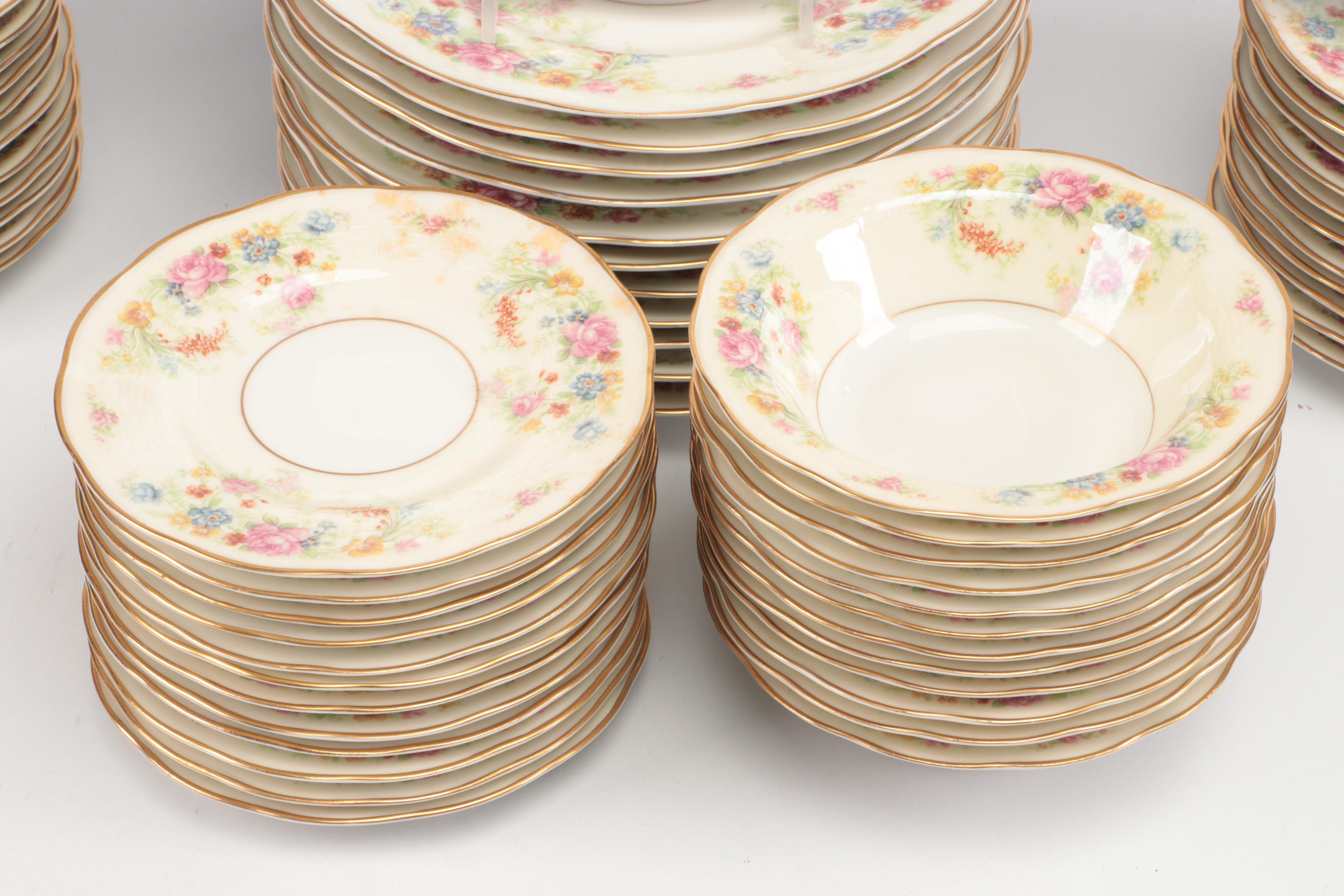 Theodore Haviland Gilt Limoges Porcelain Floral Dinnerware