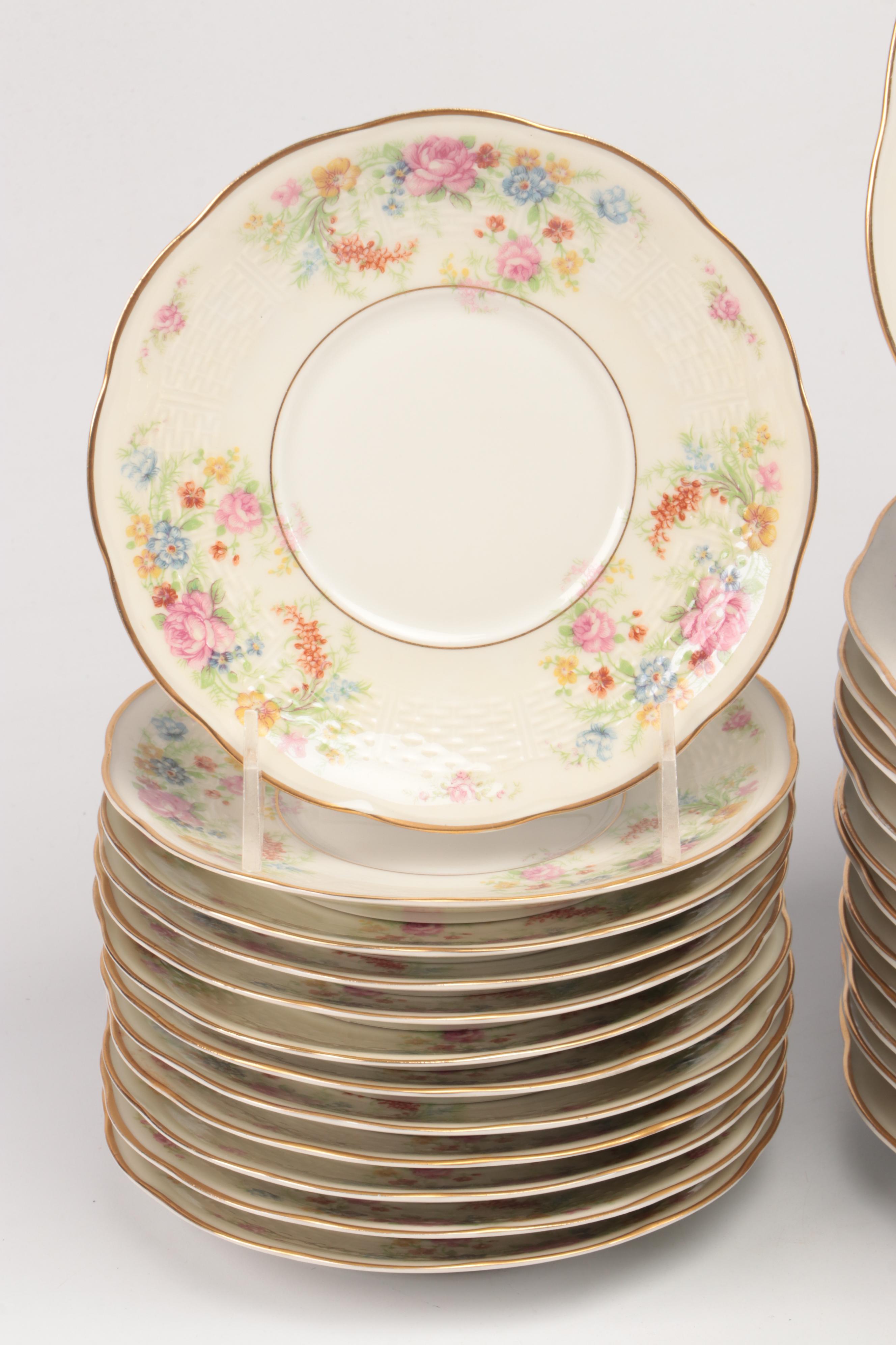 Theodore Haviland Gilt Limoges Porcelain Floral Dinnerware