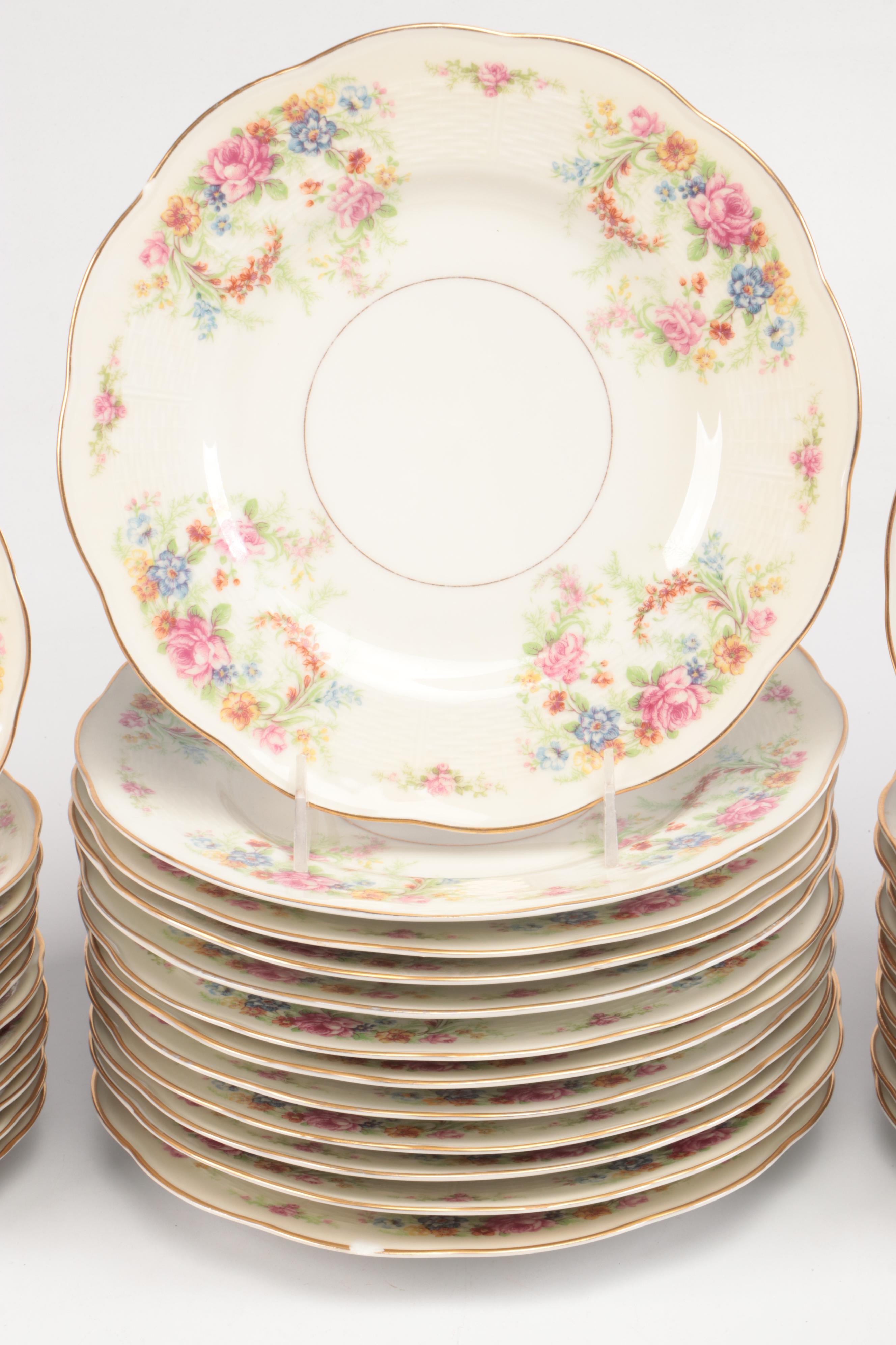 Theodore Haviland Gilt Limoges Porcelain Floral Dinnerware