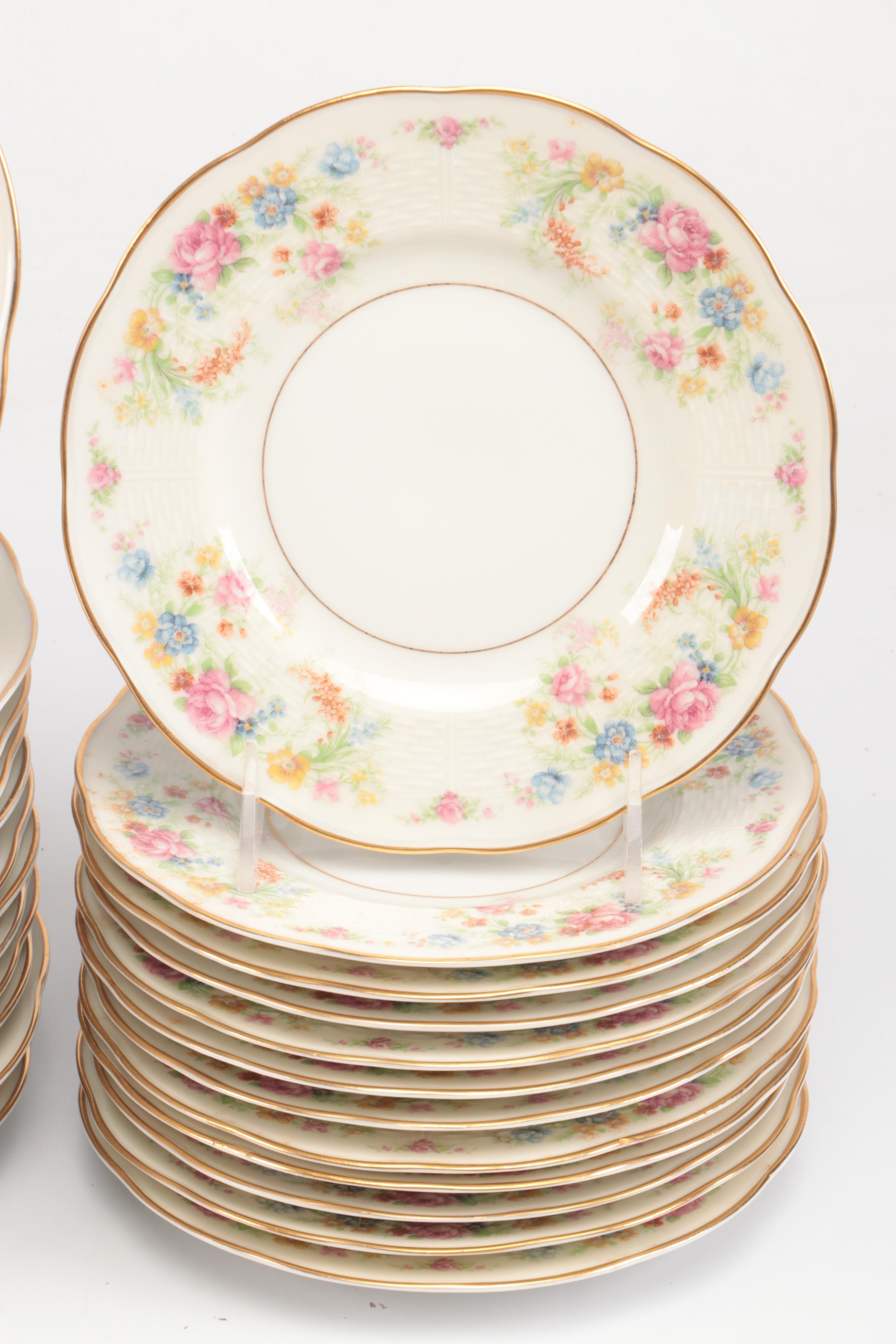 Theodore Haviland Gilt Limoges Porcelain Floral Dinnerware