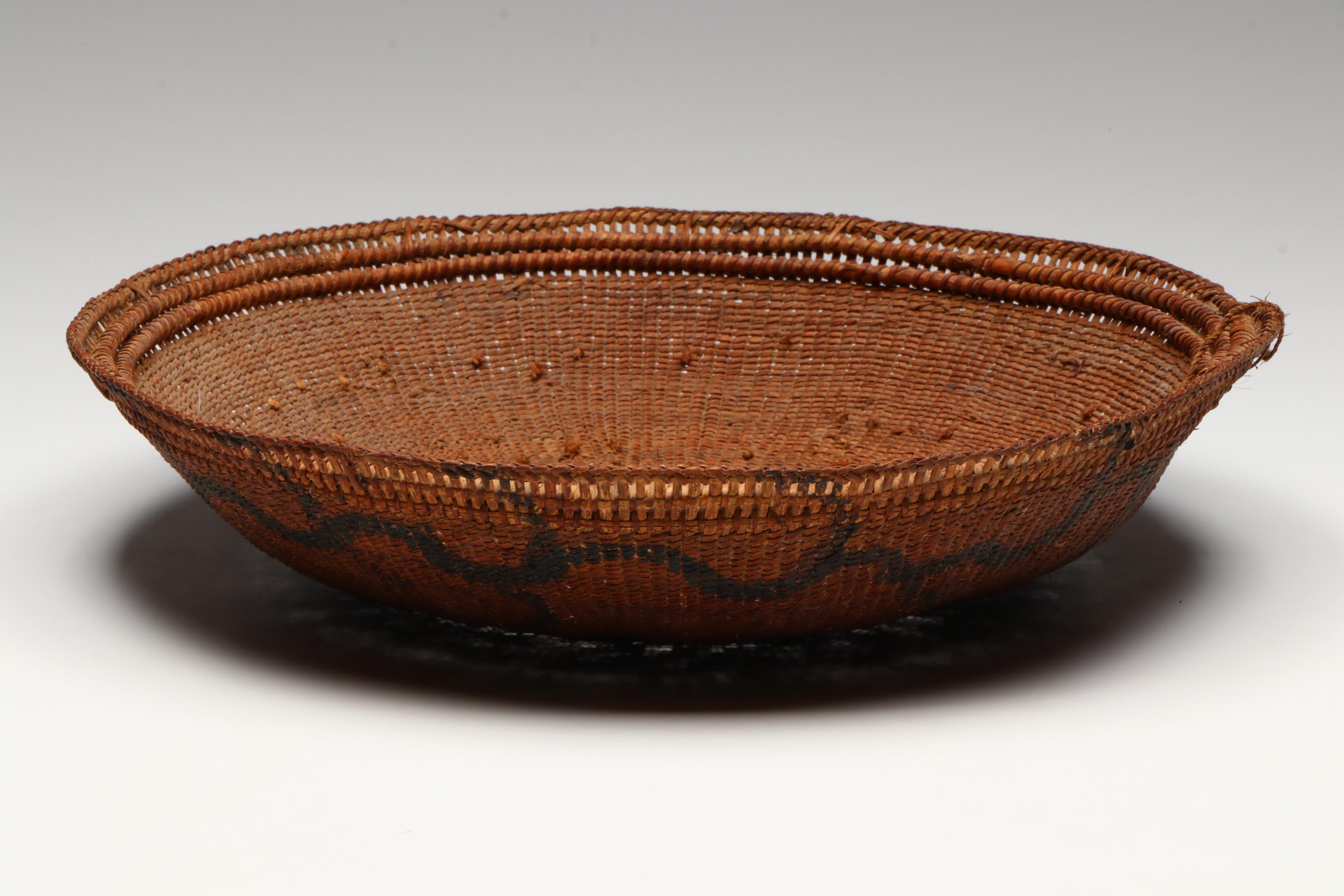Yanomami Amazonian Handwoven Mamure Fiber and Charcoal Pigment Basket