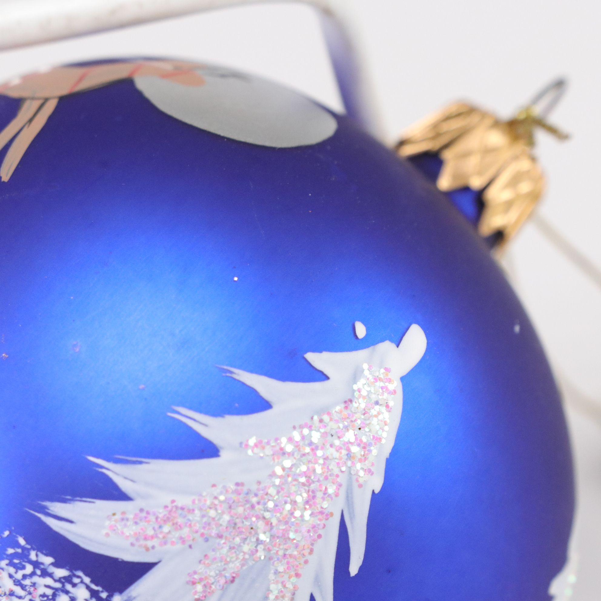 Six Hand-Painted Glass Ball Christmas Ornaments