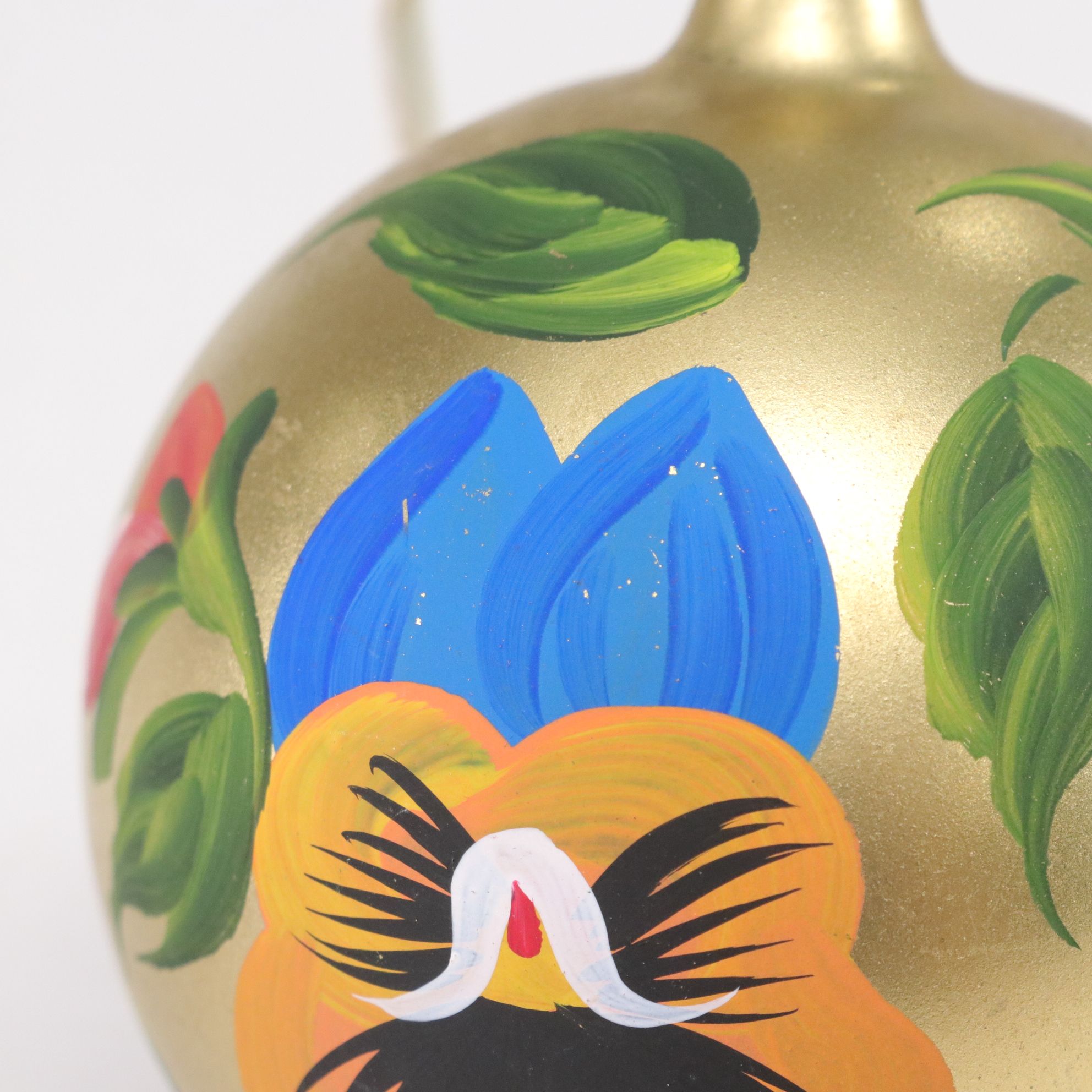 Six Hand-Painted Glass Ball Christmas Ornaments