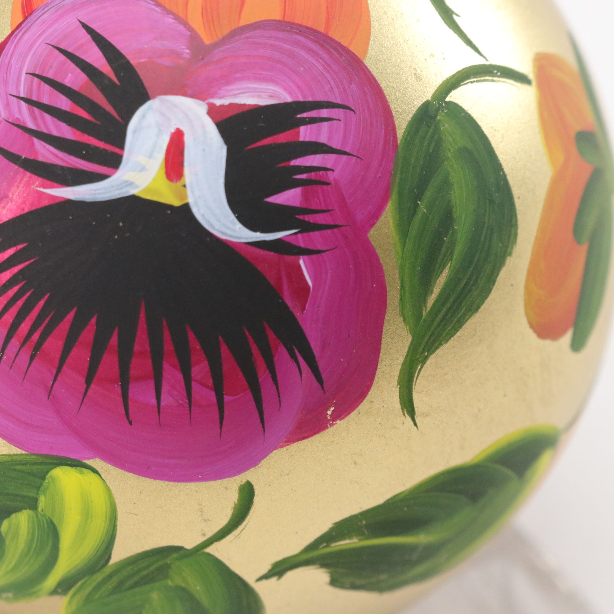 Six Hand-Painted Glass Ball Christmas Ornaments