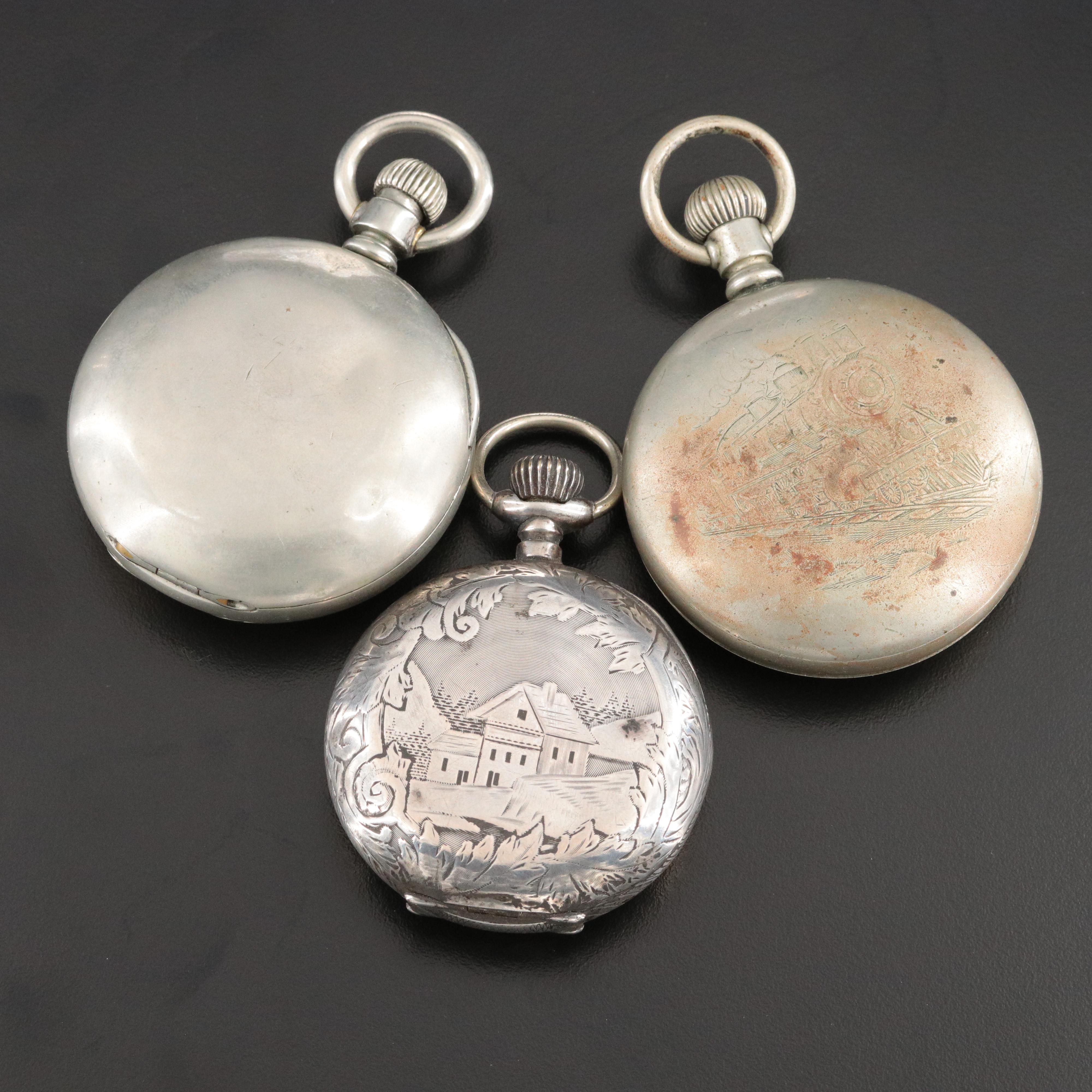 Pocket Watches for Parts Featuring New York Standard and Waltham