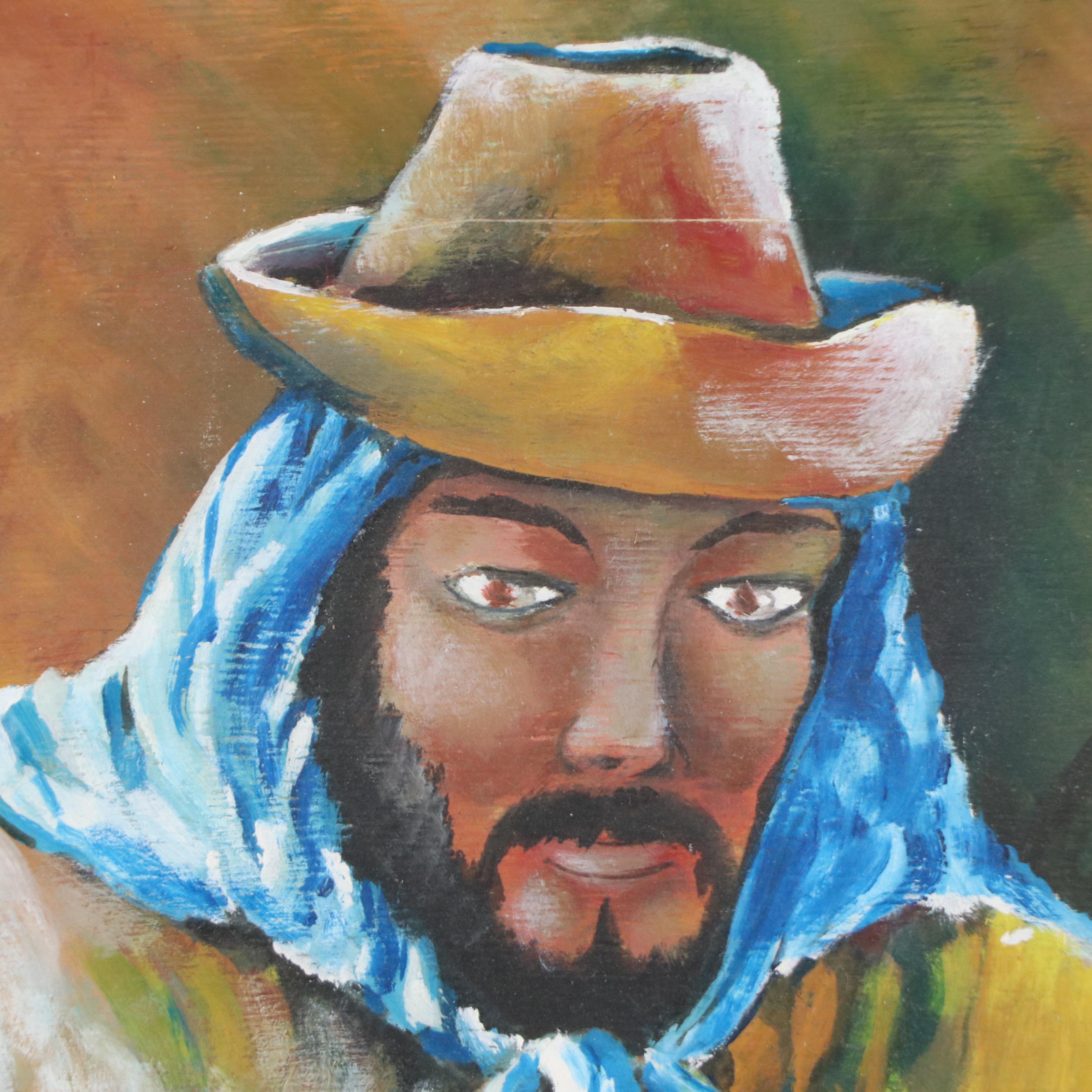 Oscar Nedel Oil Painting of Guitarist, Late 20th Century