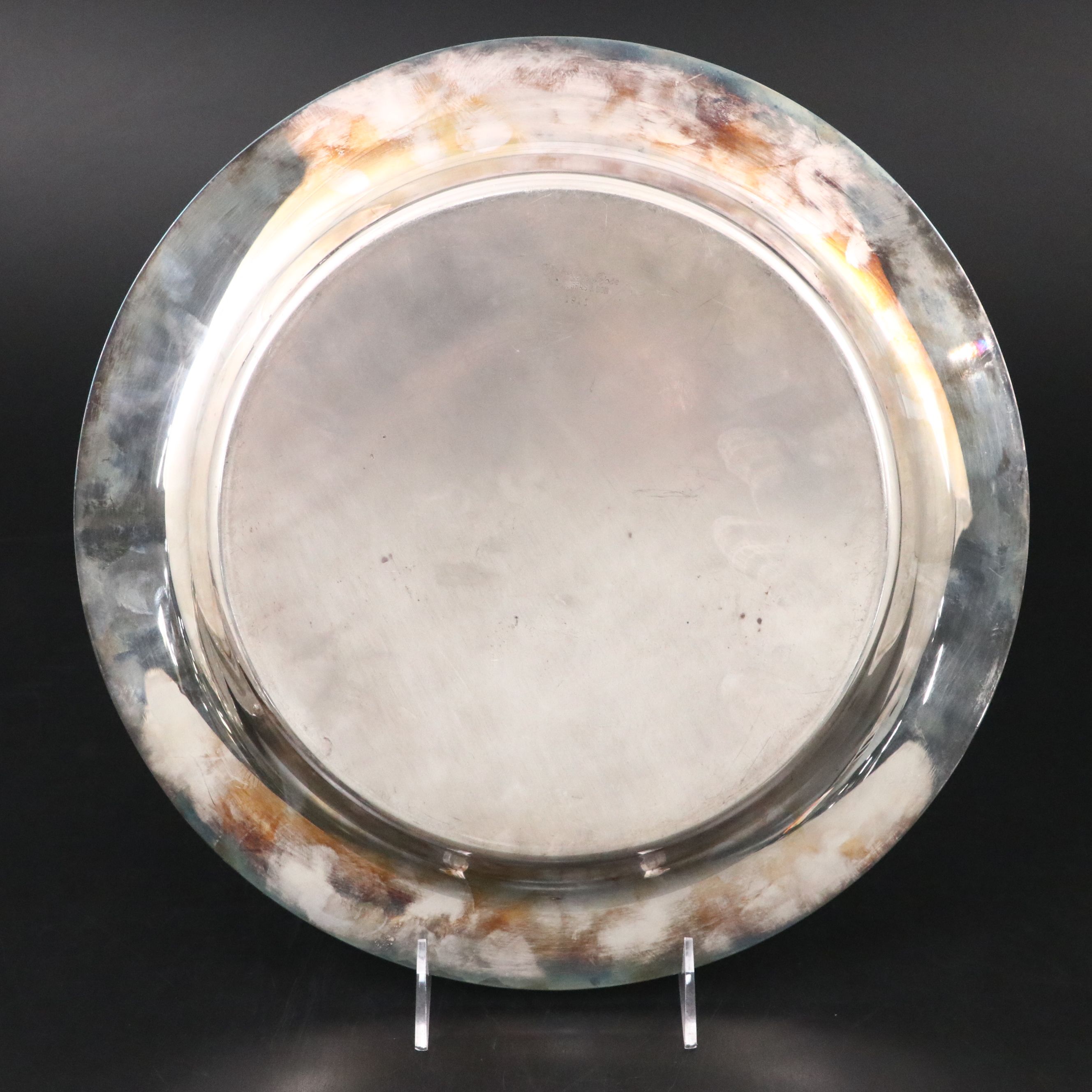 Hunt Sterling Bowl, Duchin Sterling Shakers, and Silver Plate Round Trays