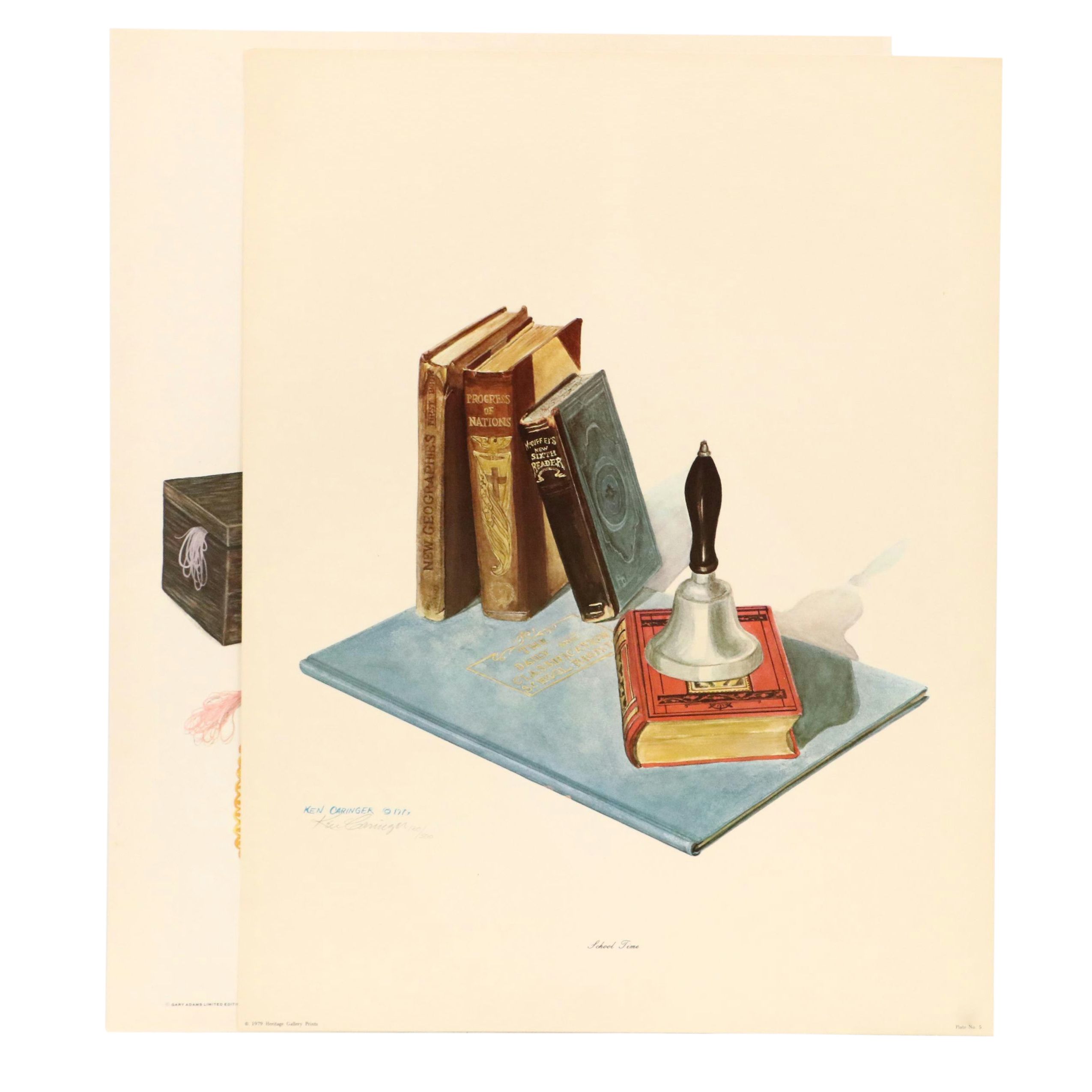 Ken Caringer and Gary Adams Offset Lithographs "School Time" and "Lady's Touch"