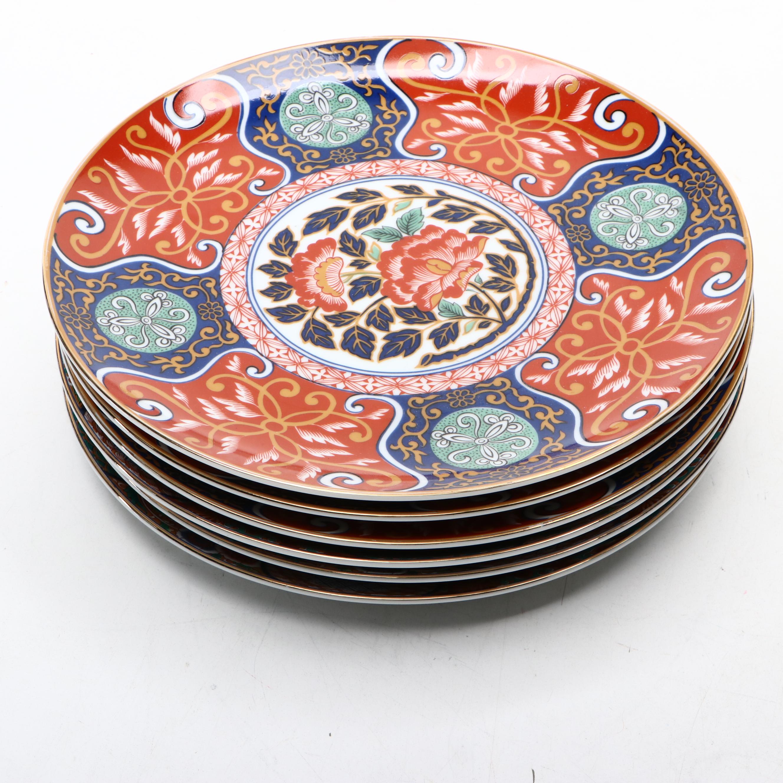 Saji Japanese Imari Floral Porcelain Plates