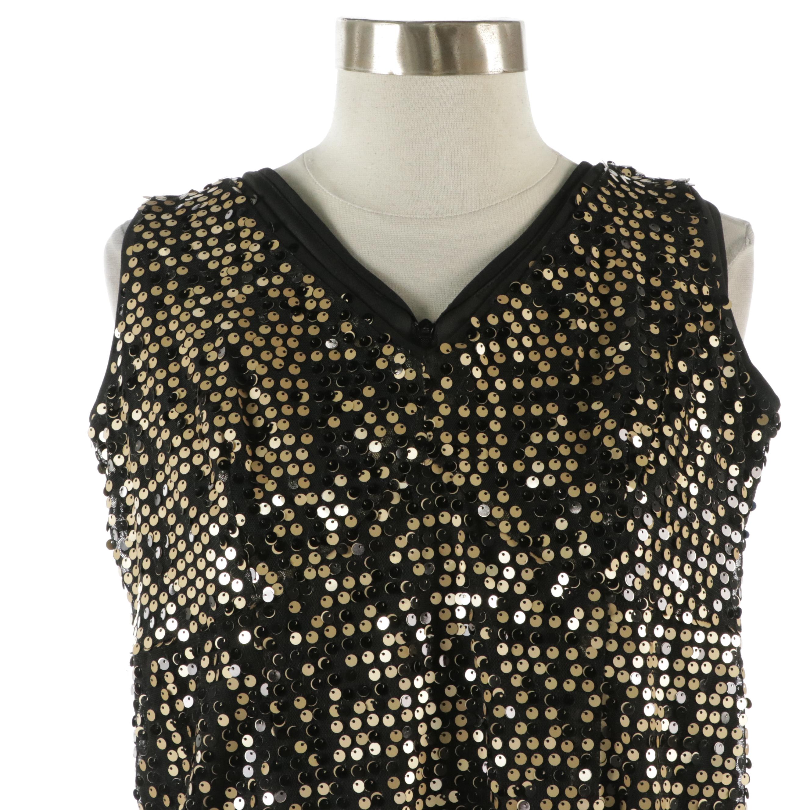 AB Studio All-Over Sequined Mini Cocktail Dress