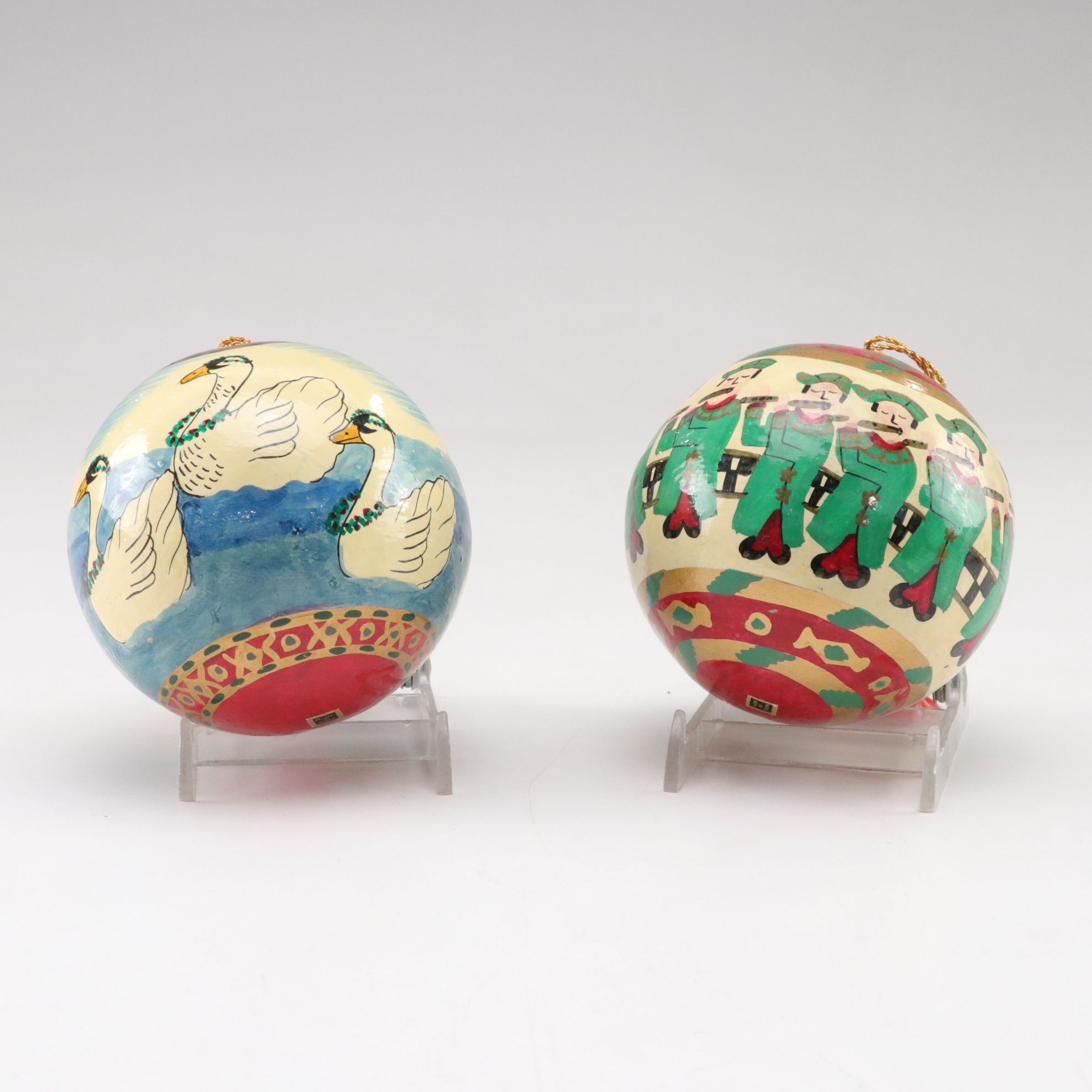Six Hand-Painted Indian Christmas Ball Ornaments