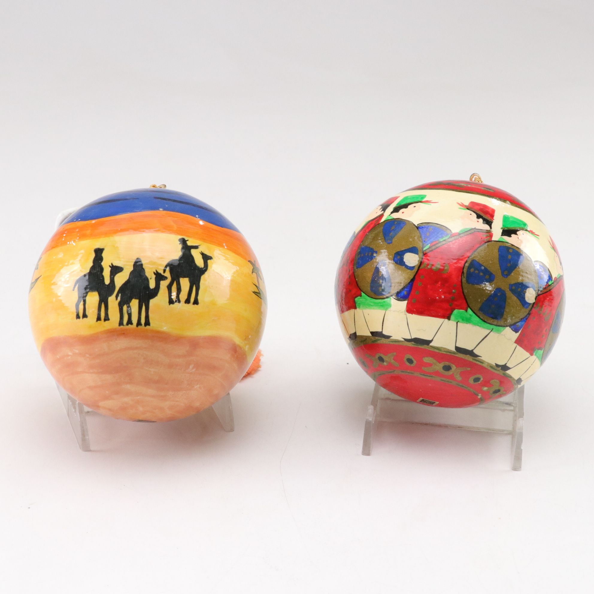 Six Hand-Painted Indian Christmas Ball Ornaments