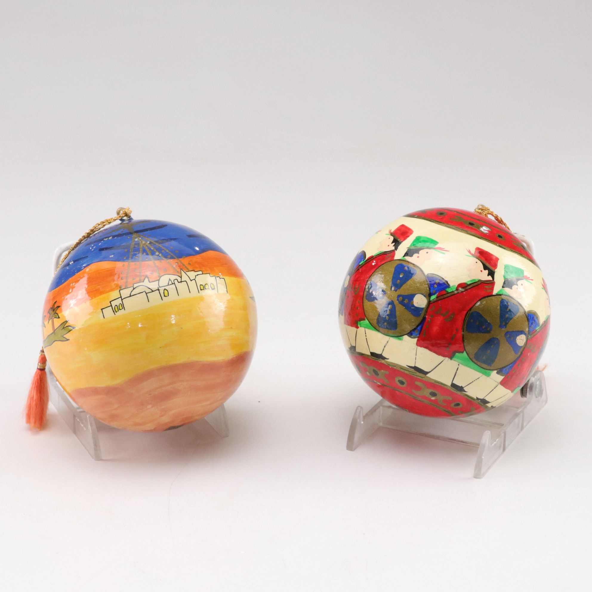 Six Hand-Painted Indian Christmas Ball Ornaments