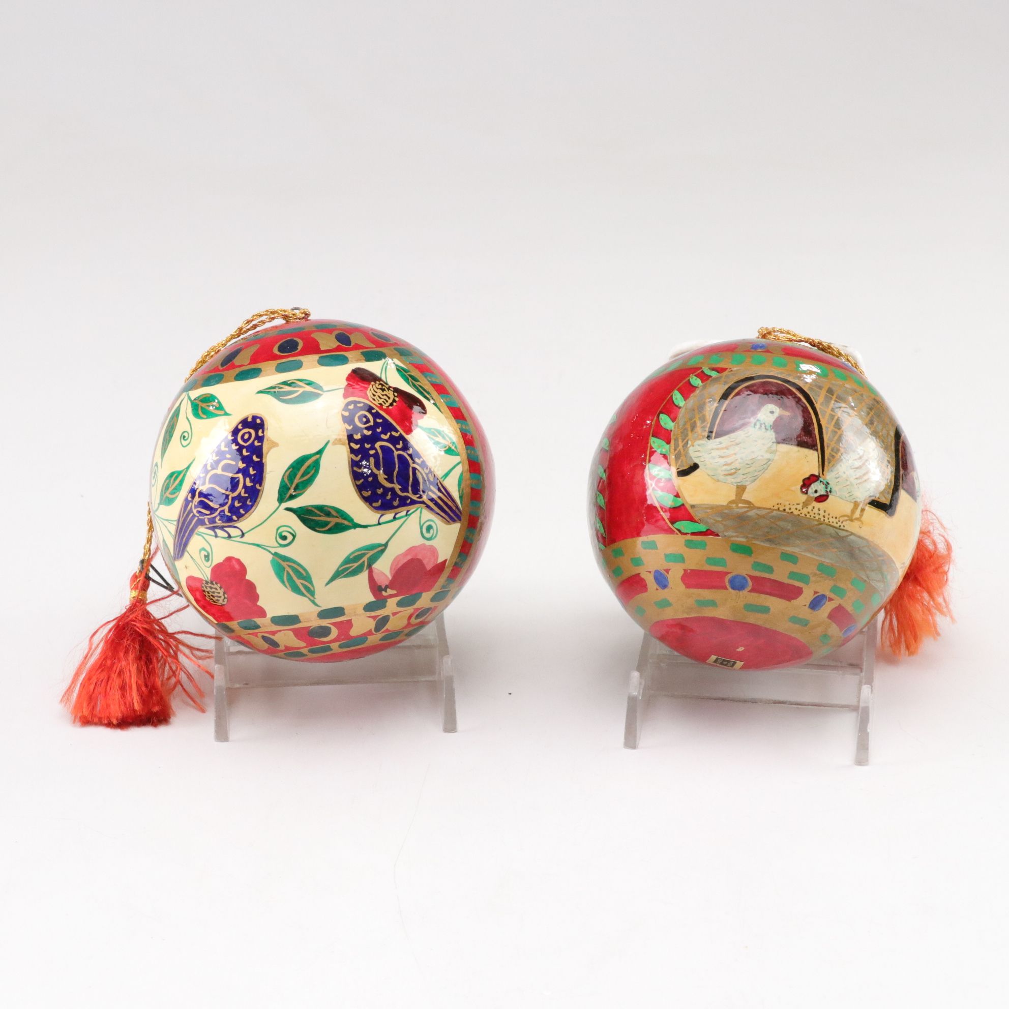 Six Hand-Painted Indian Christmas Ball Ornaments