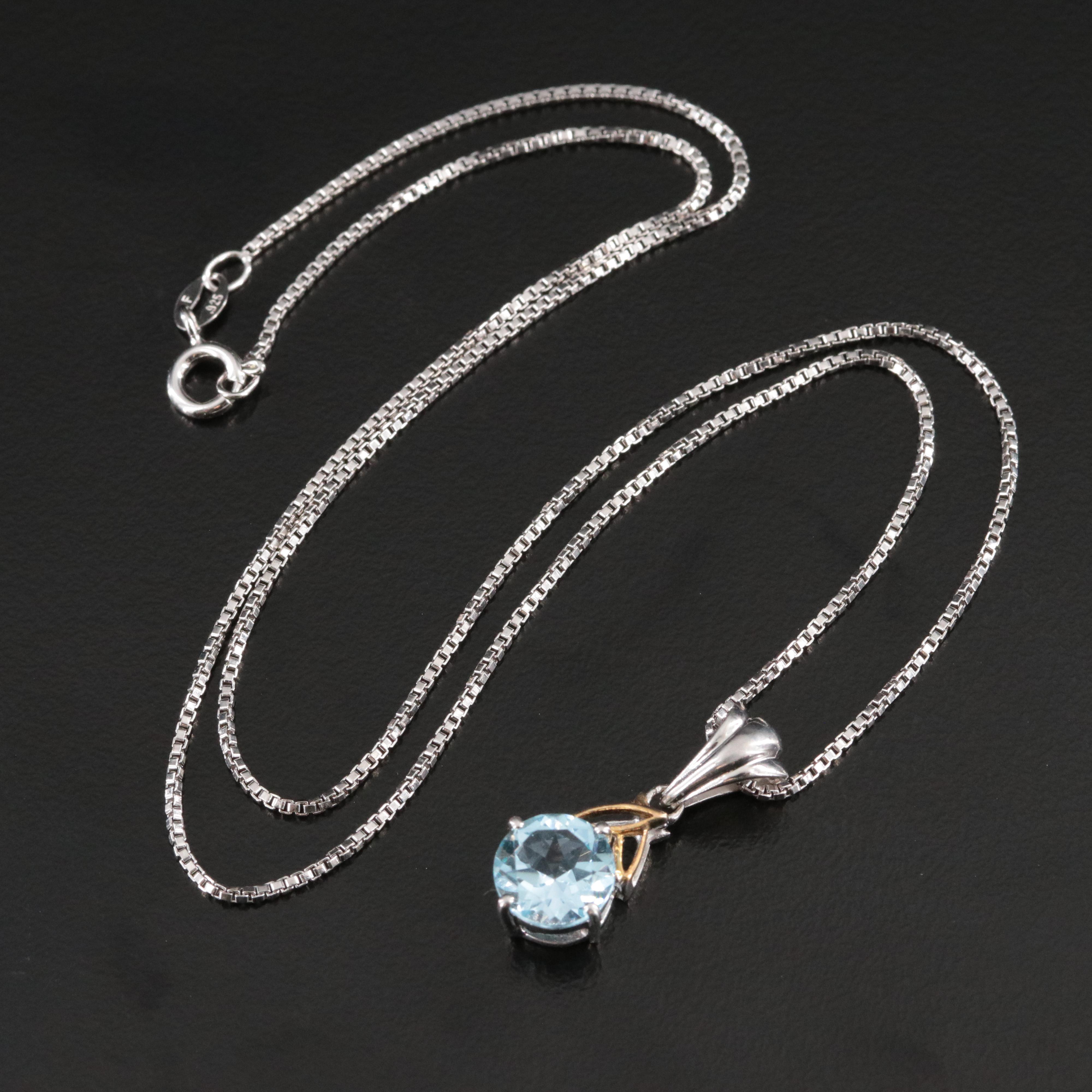 Sterling Sky Blue Topaz Pendant Necklace