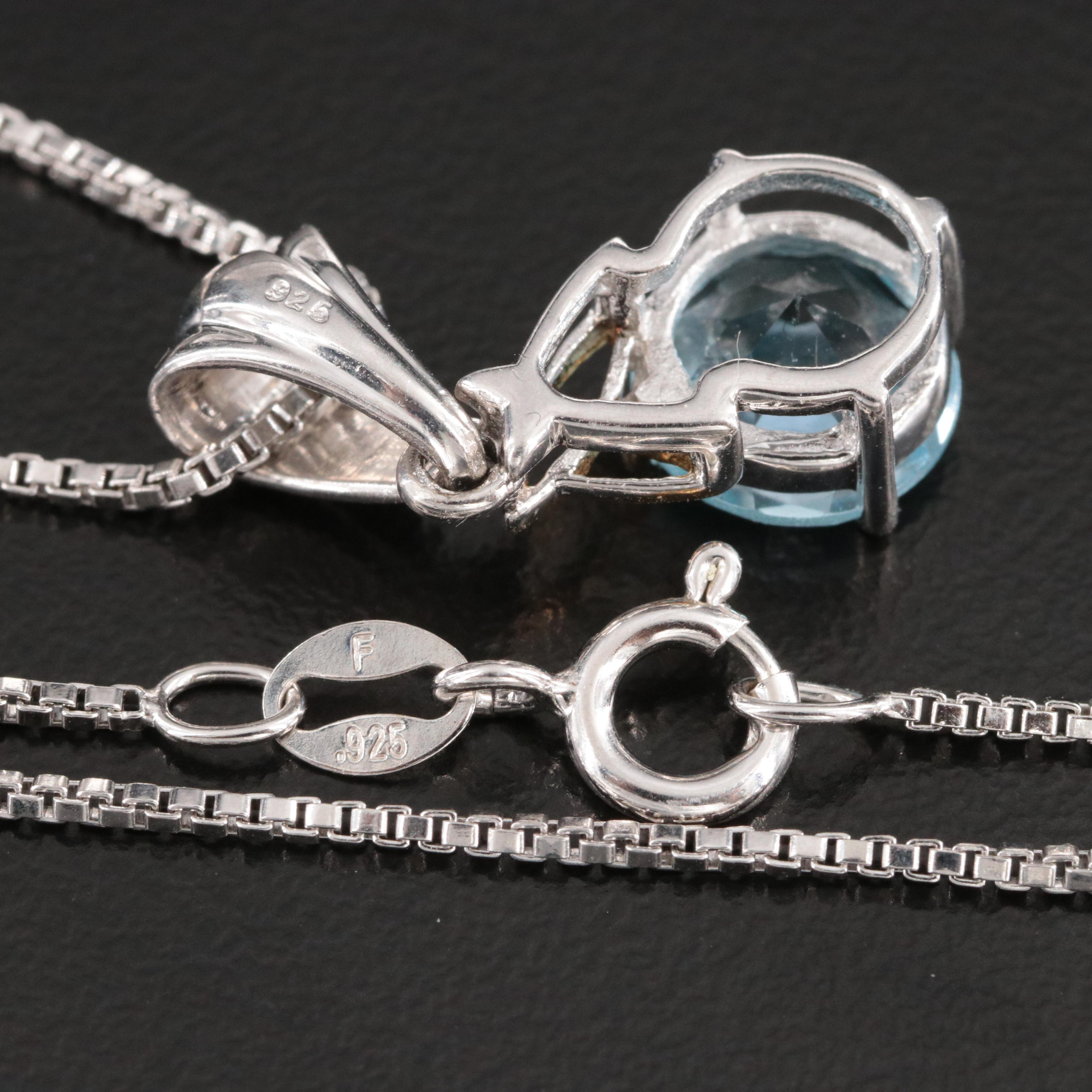 Sterling Sky Blue Topaz Pendant Necklace