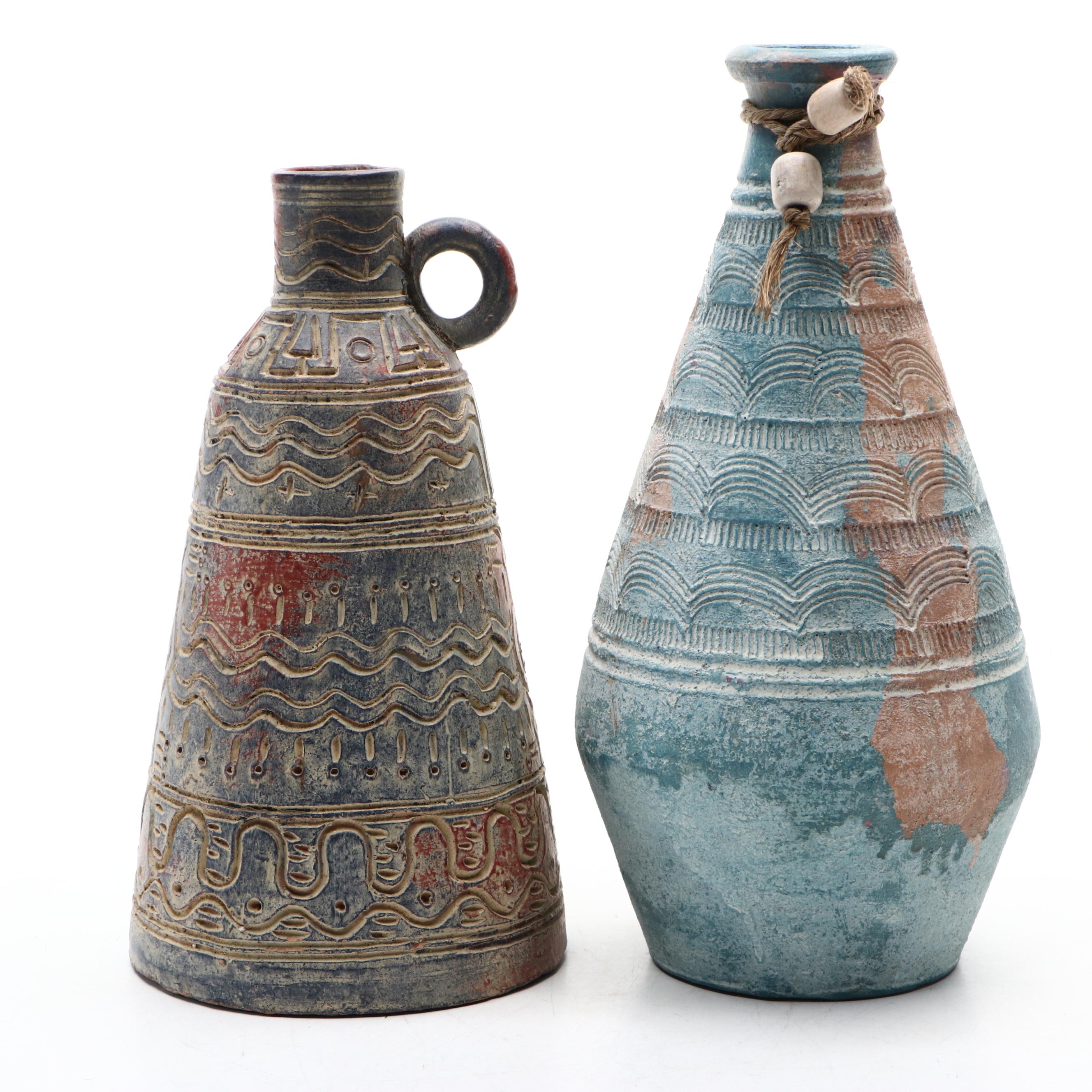 Egyptian Style Ceramic Vase and Jug