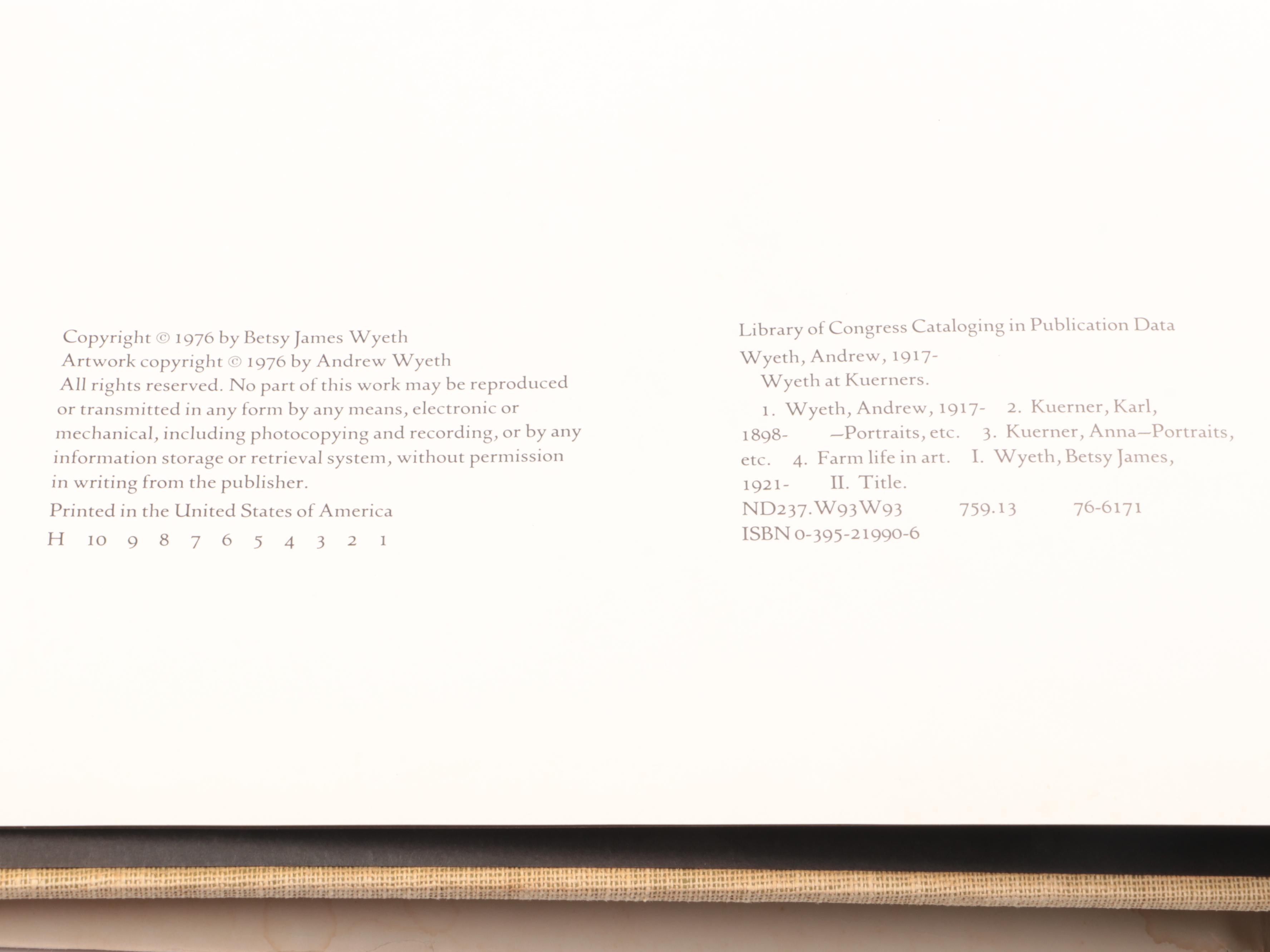 First Printing "Wyeth at Kuerners" with Preface by Betsy James Wyeth, 1976