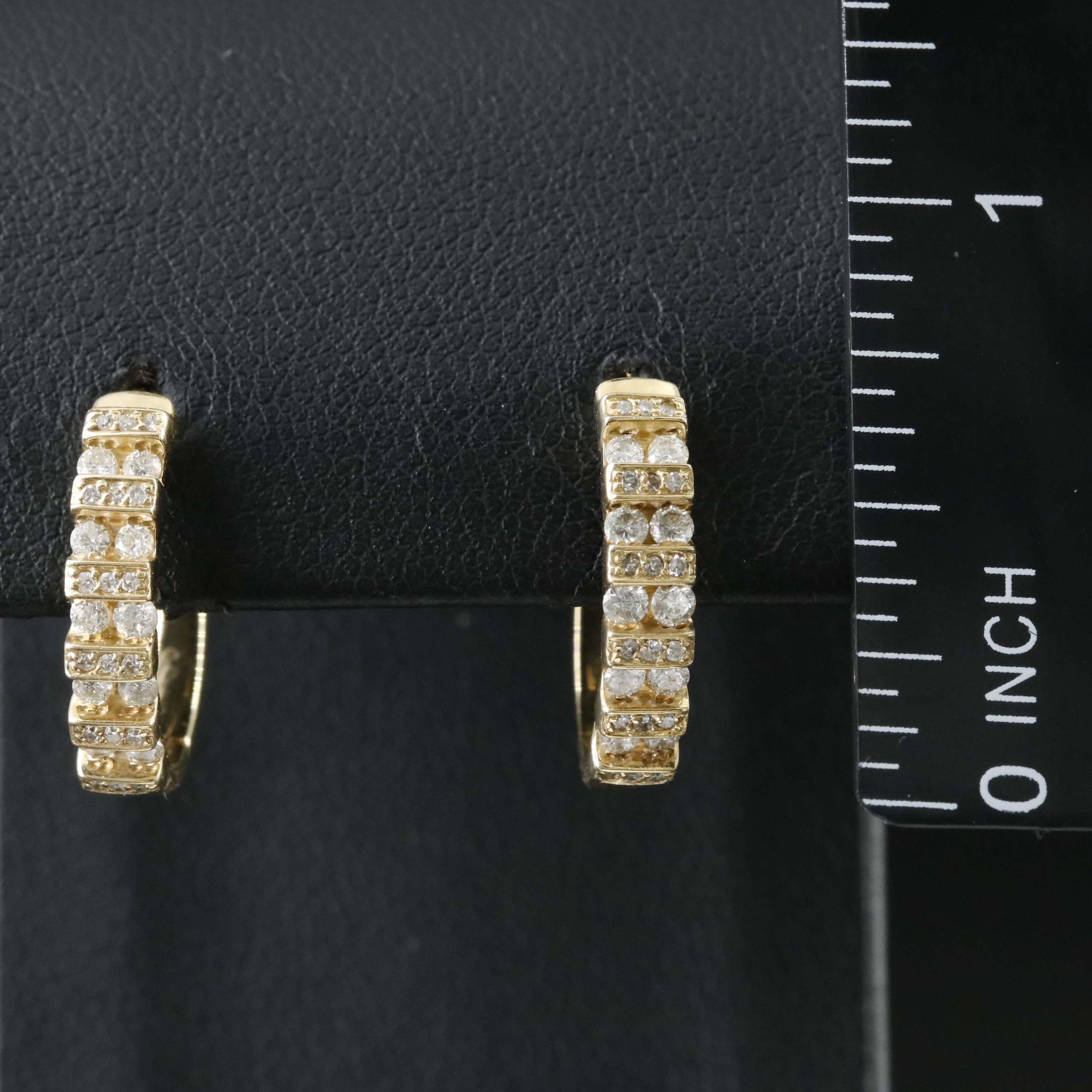 14K 0.68 CTW Diamond Hoop Earrings