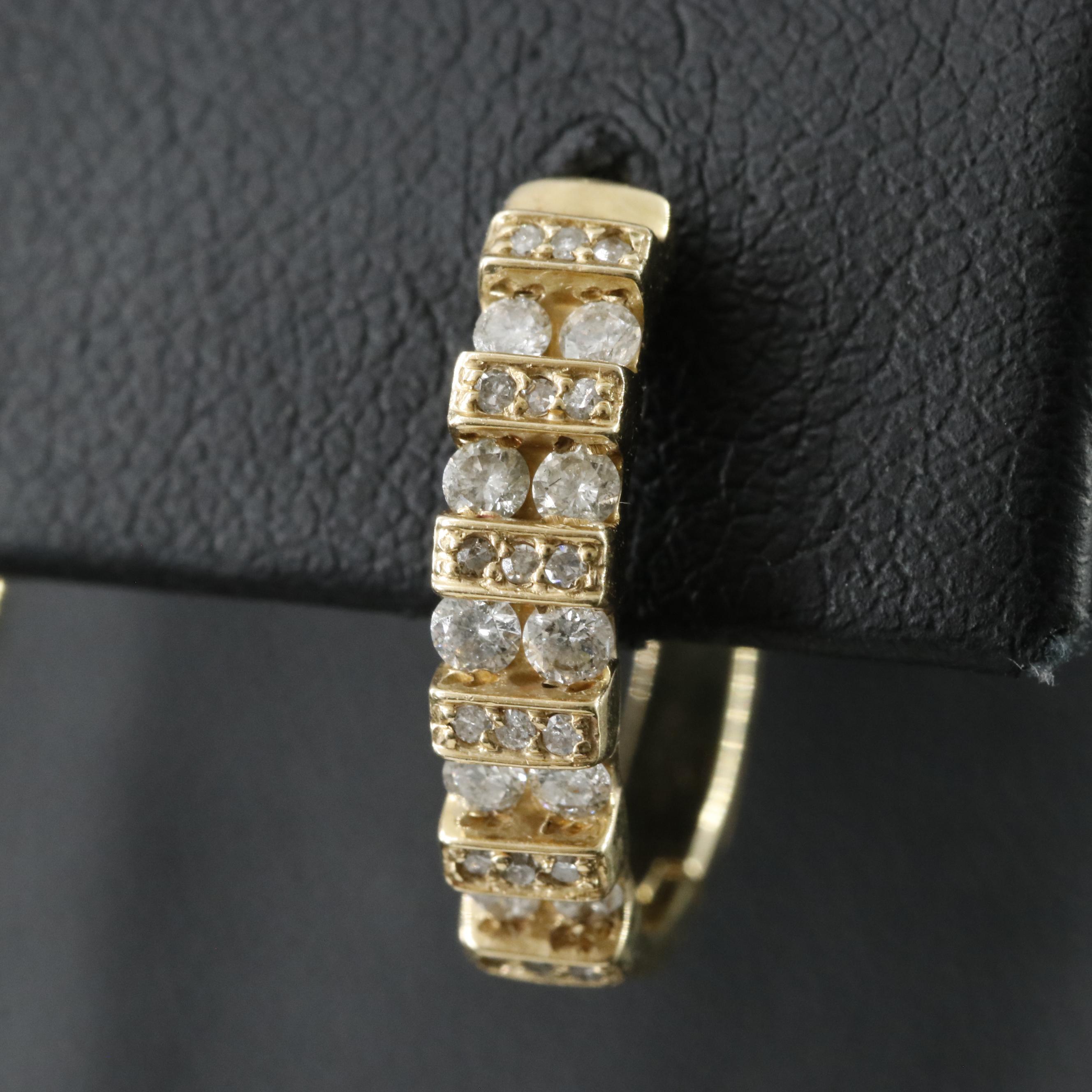 14K 0.68 CTW Diamond Hoop Earrings