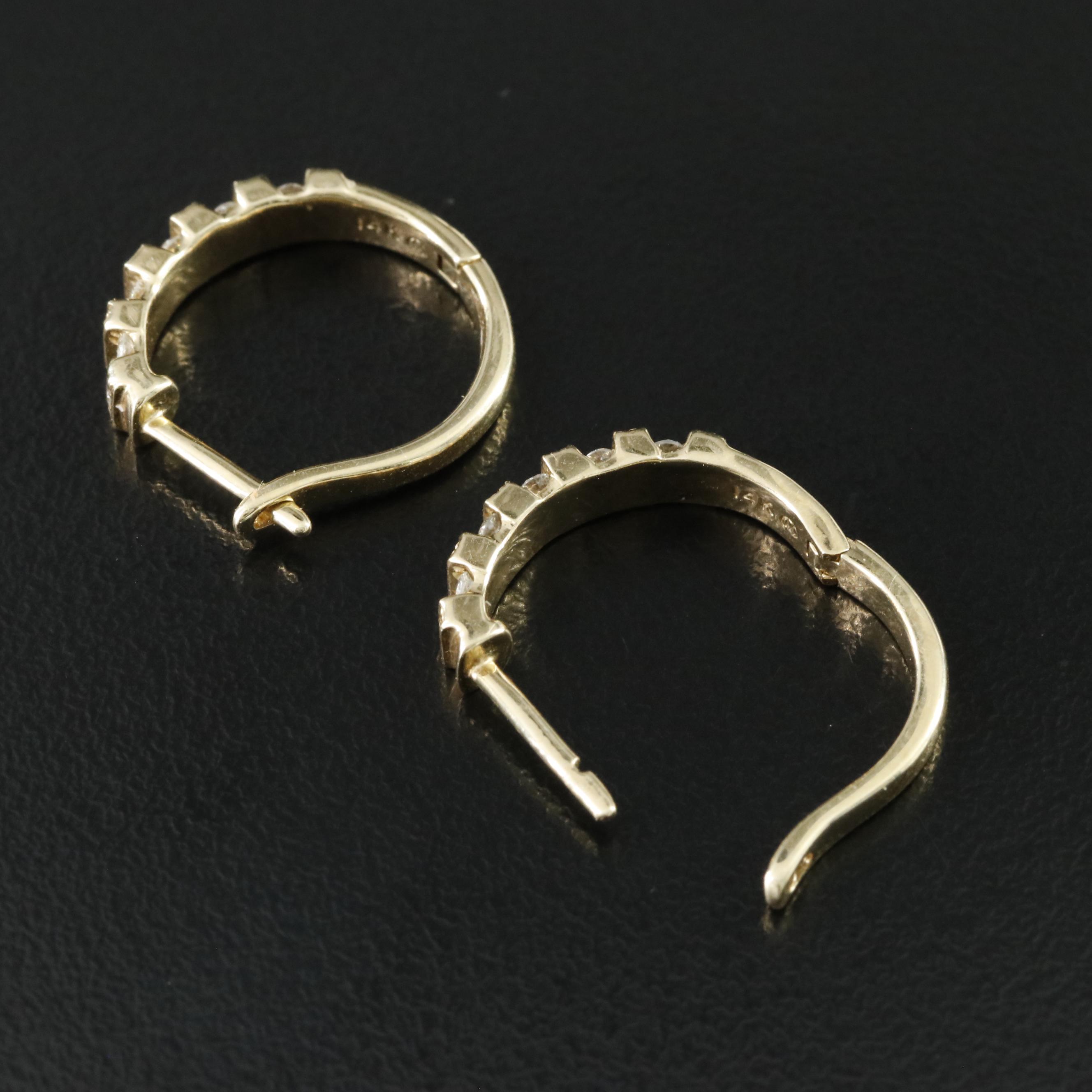 14K 0.68 CTW Diamond Hoop Earrings